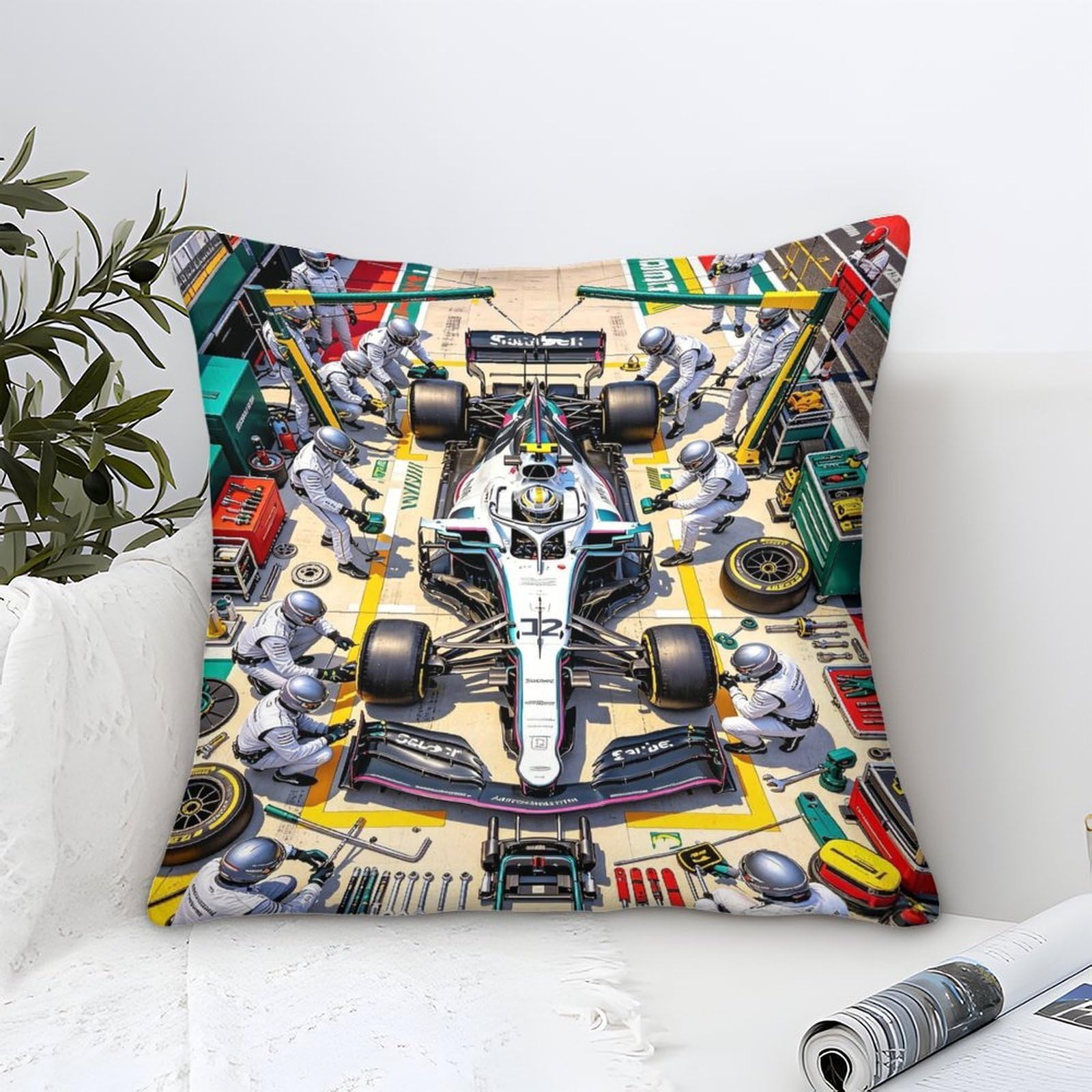 Xiaopangxy Robertkubicar 40X40cm Cushion Cover Decor, Pit Stop Pillowcases, Microfiber Themed Throw Pillow Case Pillow Cover For Sofa Couch Bedroom