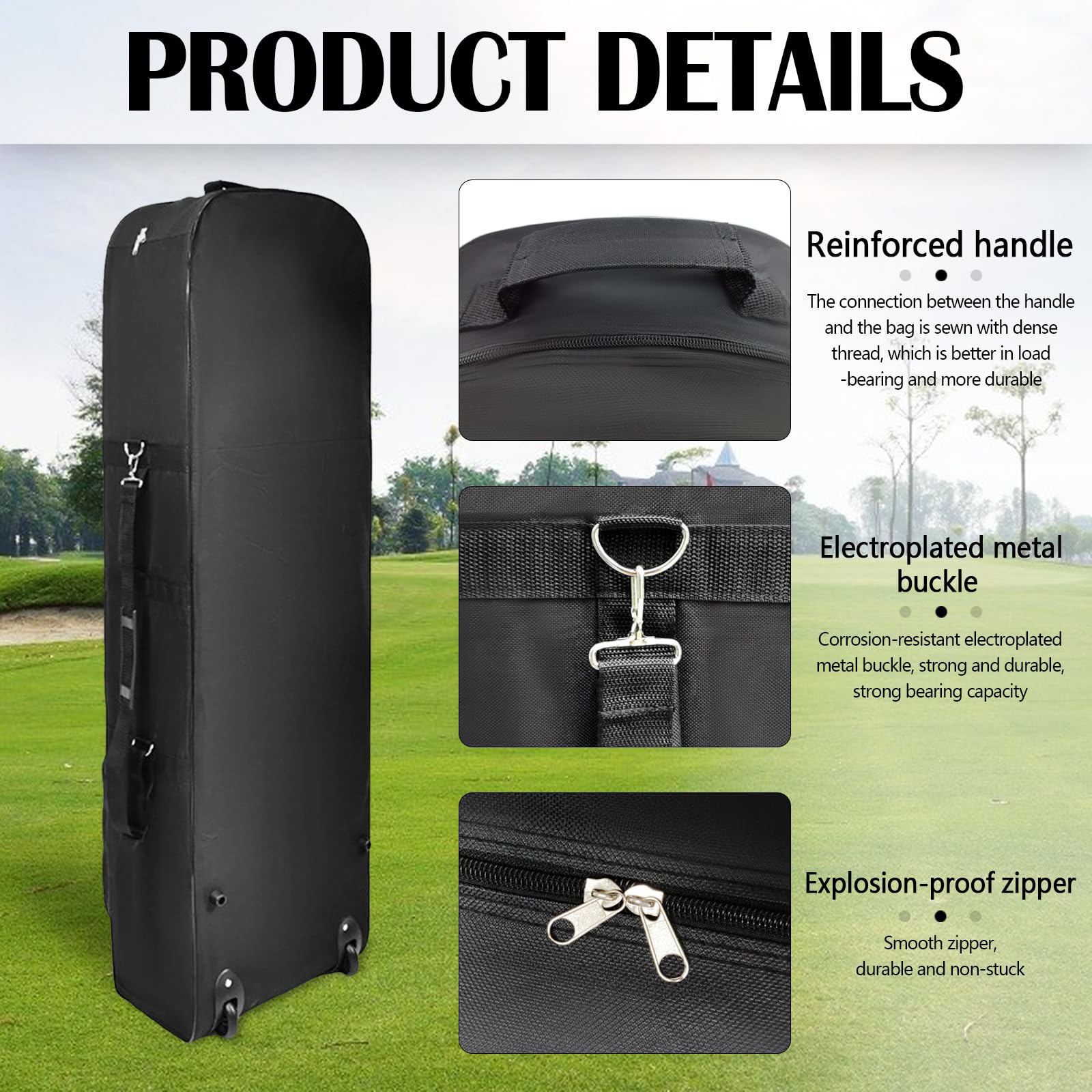 Sac De Club De Golf, Sacs De Voyage De Golf avec roulettes 600D Imperméable Housse De Pluie Anti-Poussière Protection Extérieure Rangement pour Club De Golf Housse De Rangement pour Voyage Et Vols