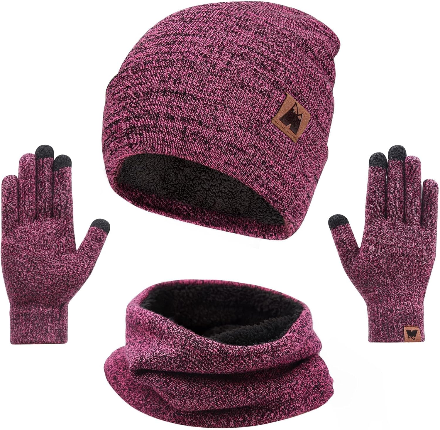 mysuntown Winter Beanie Hat Scarf and Touch Screen Gloves 3-Piece Set, 2025 Cold Weather Knit Fleece Lined Warm Unisex Sets mysuntown Winter Beanie Hat Scarf and Touch Screen Gloves 3-Piece Set, 2025 Cold Weather Knit Fleece Lined Warm Unisex Sets