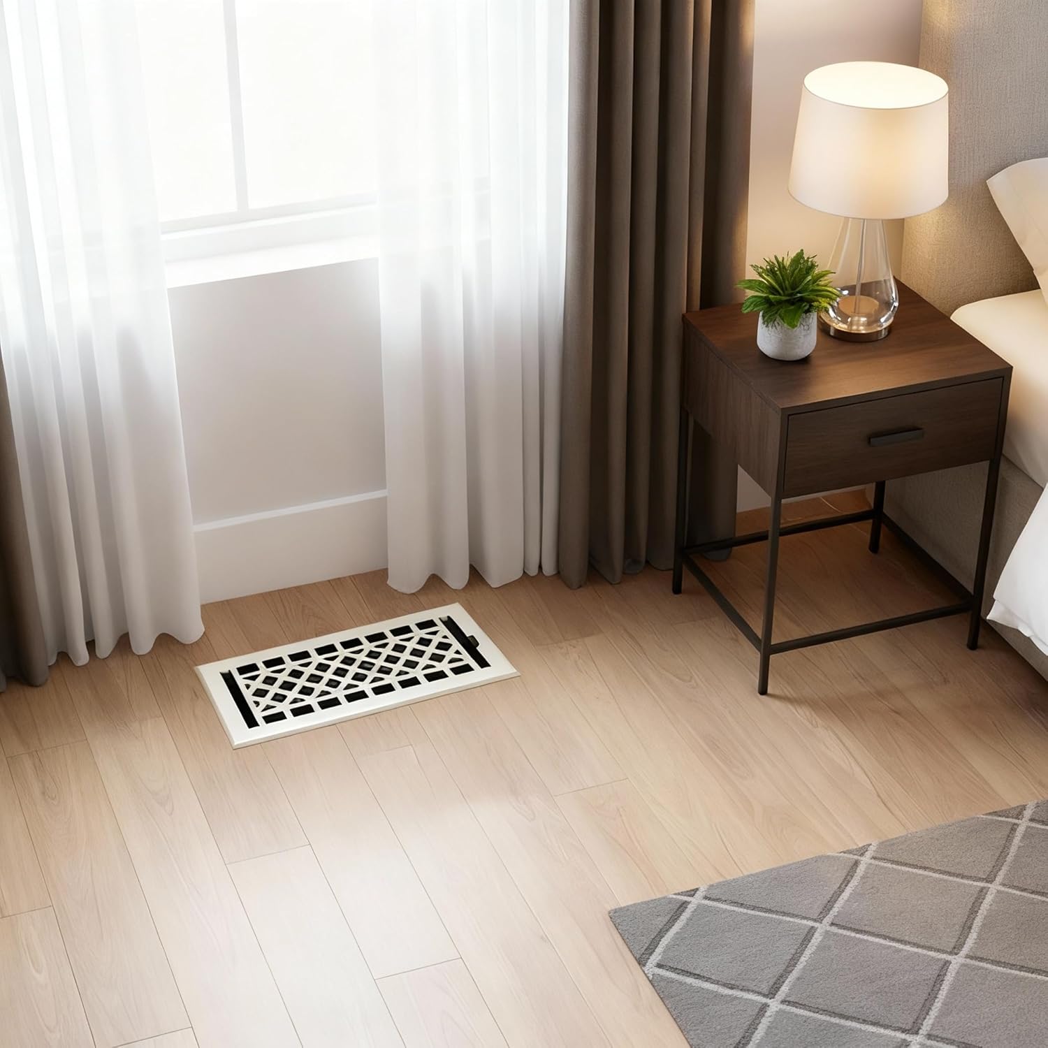 Empire Register Co, Decorative Air Vent Covers - 4x10 inch, Art & Craft Design, Brushed Nickel Finish, Heavy Duty Walkable Floor Register, Metal Damper Attached