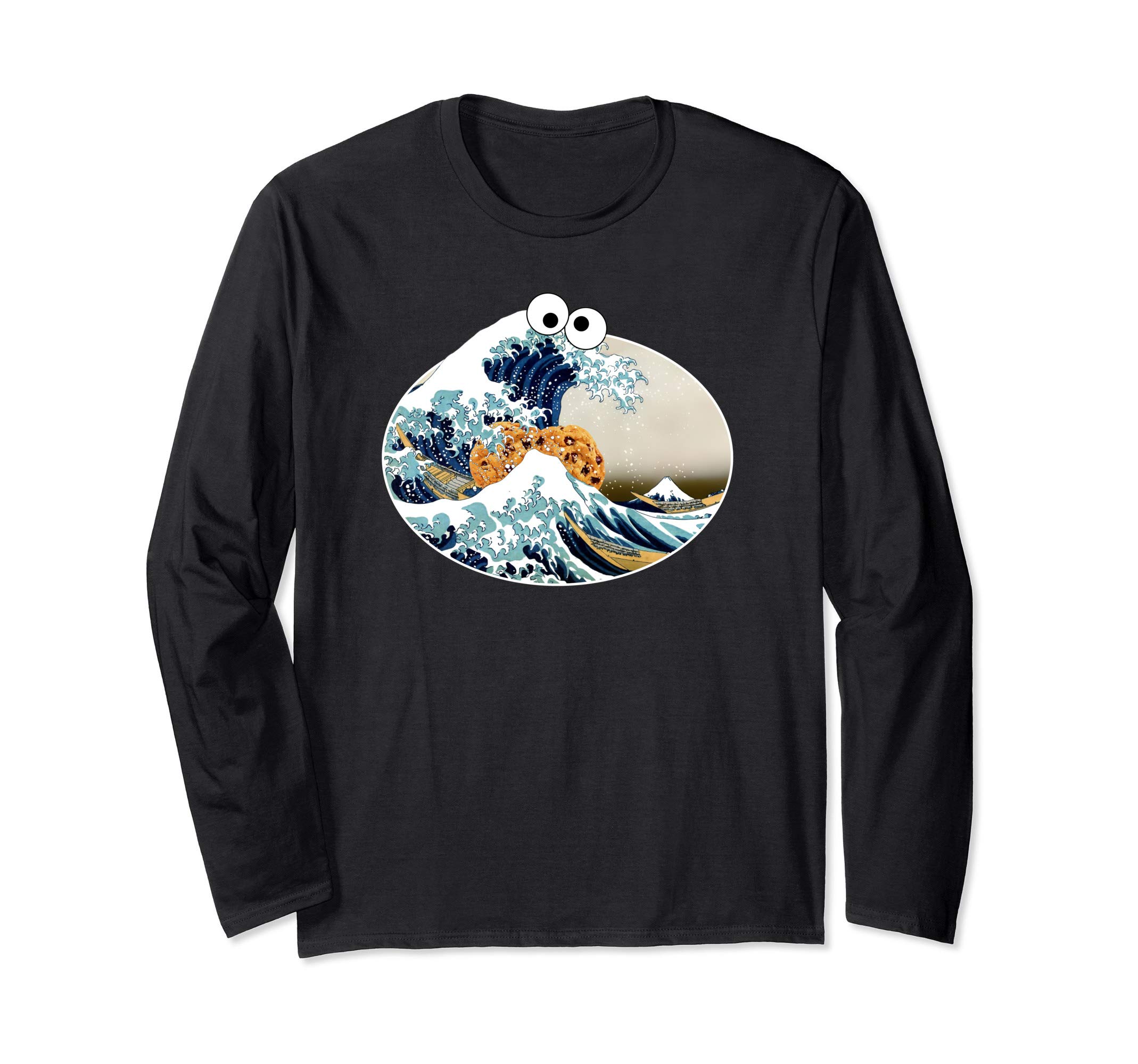 The Great Cookie Eating Wave Off Kanagawa - Googly Eyes Art Long Sleeve T-Shirt