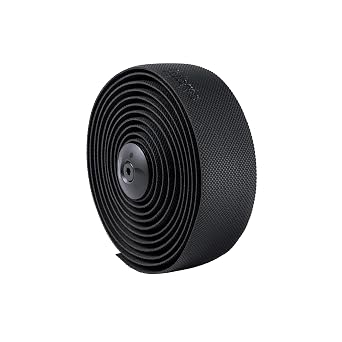 Fabric Knurl Handlebar Tape - Road Bike Bar Tape with Handlebar Plugs and Finishing Strips - 200 x 3 cm - 2.5mm Thick - Black