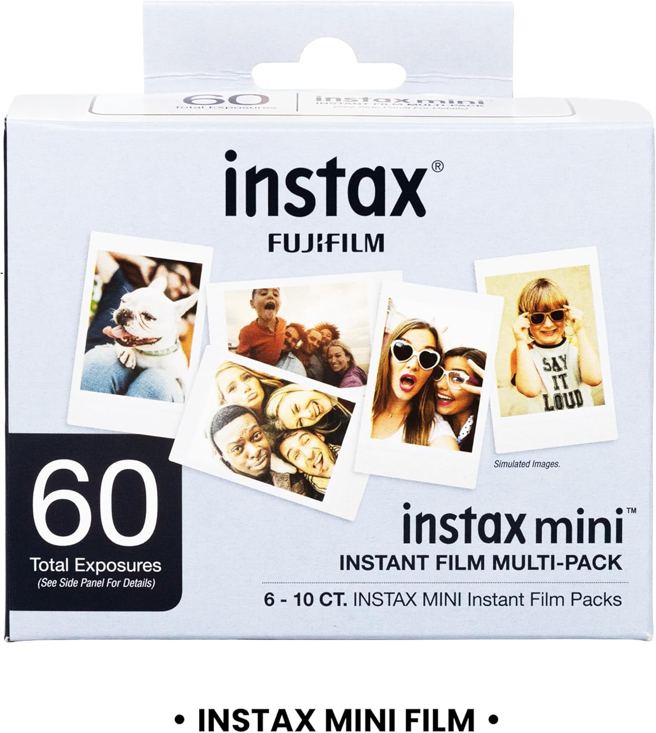 Fujifilm Instax Mini Film (60 Sheets) – Six Packs of Instax Mini Fuji Film - Compatible with All Instax Mini Cameras and Printers - Bundled with 60 Moshify Sticker Frames