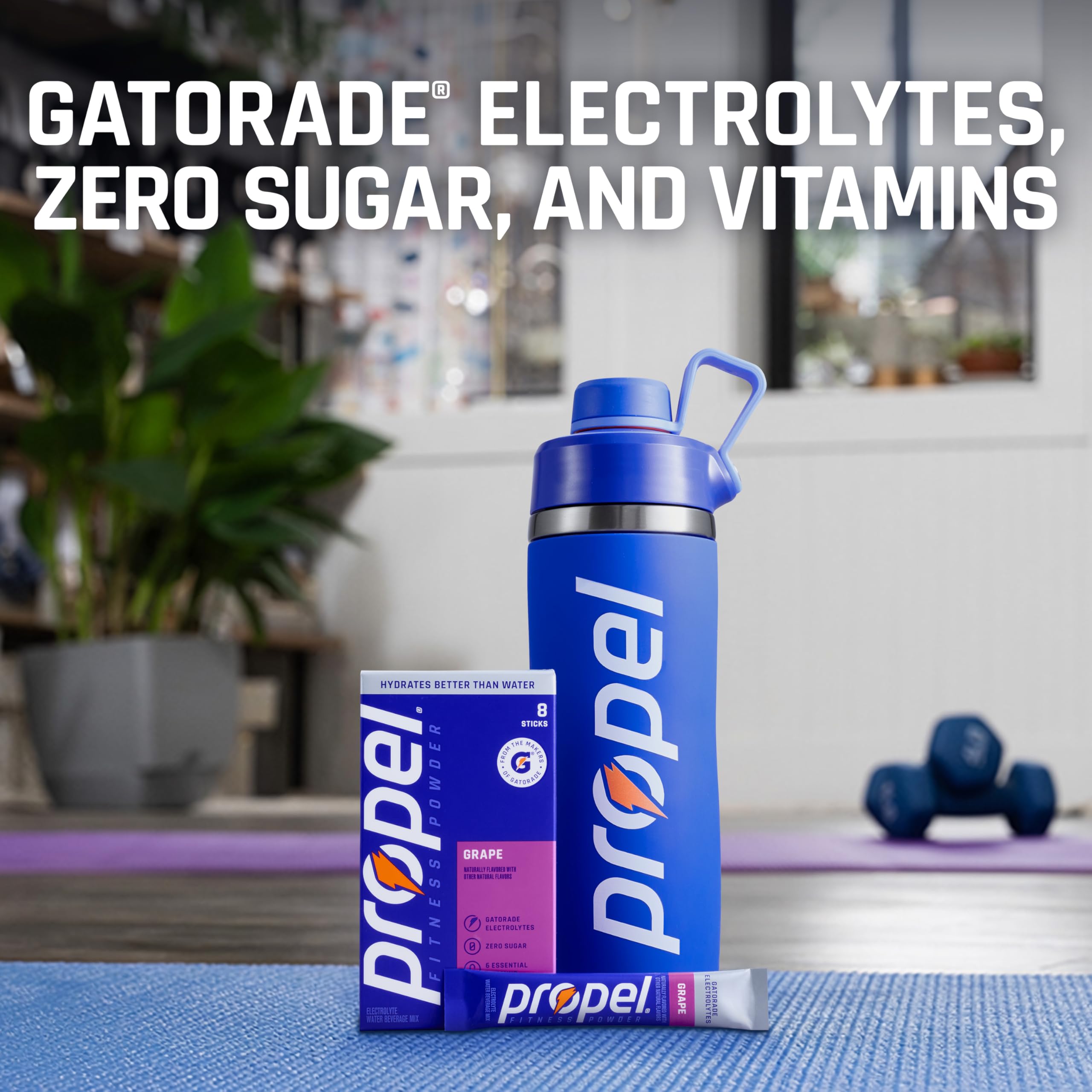 Propel Electrolyte Powder Drink Mix, Black Cherry, (32 Servings), Zero Sugar, Enhanced Water Beverage, Gatorade Electrolytes, Vitamins, No Added Colors, No Artificial Flavors, Hydration