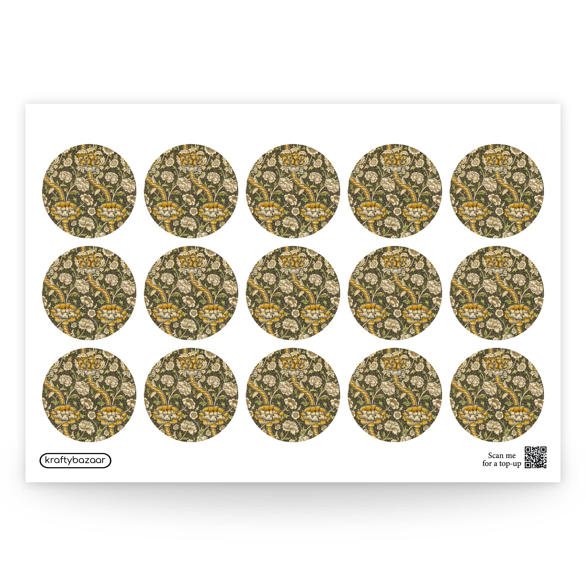 William Morris Gold Madder Paper Labels, 37mm Self-Adhesive Stickers, Multipack Stationery Craft Decor Labels (White Paper Labels, Pack of 540 Labels)