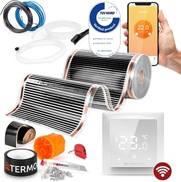 Termofol Chauffage Electrique Sol Set - Tapis Chauffant H6 Wifi Thermostat 230V - 80W/m2 - 34 m²