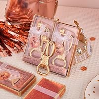 Vista 7 de 24 cajas de abrebotellas de cumpleaños número 70 con temática de oro rosa, favorecidas para regalos de fiesta de boda dorada 70, recuerdos de fiesta