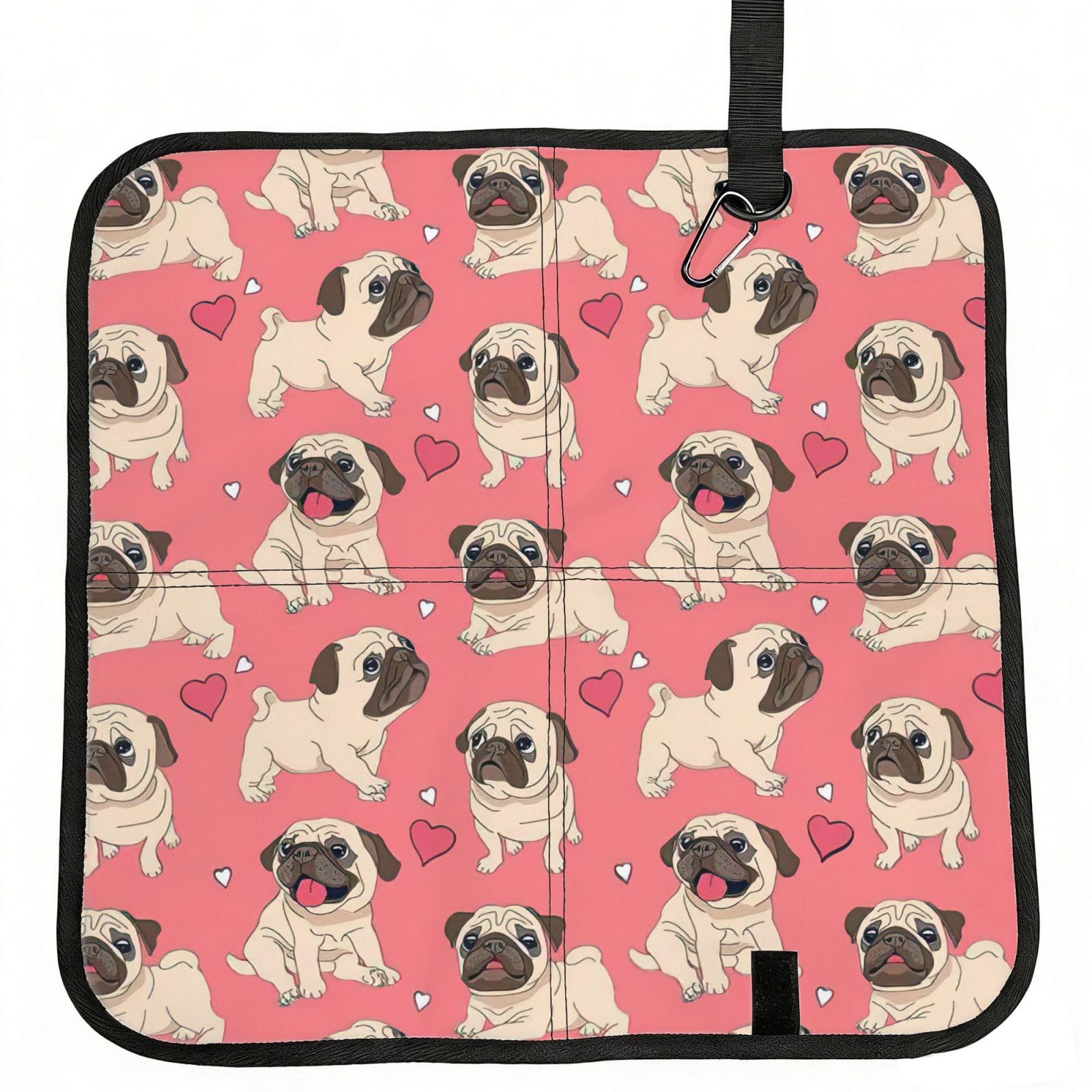 OKFSTY Pug Dog Print Fold Away Seat Cushion Portable Outdoor Pad Polyester Bleacher Bench Mat Travel Picnic Pad