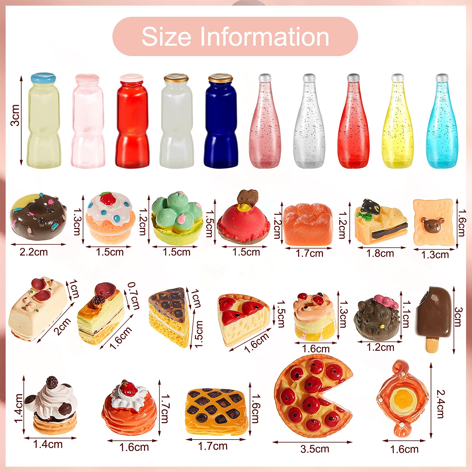 50 Piezas De Comida Y Bebida En Miniatura Escala 1:12 Para Casa De Muñecas, Resina, Realistas, Ideales Para Decoración Y Juegos De Rol
