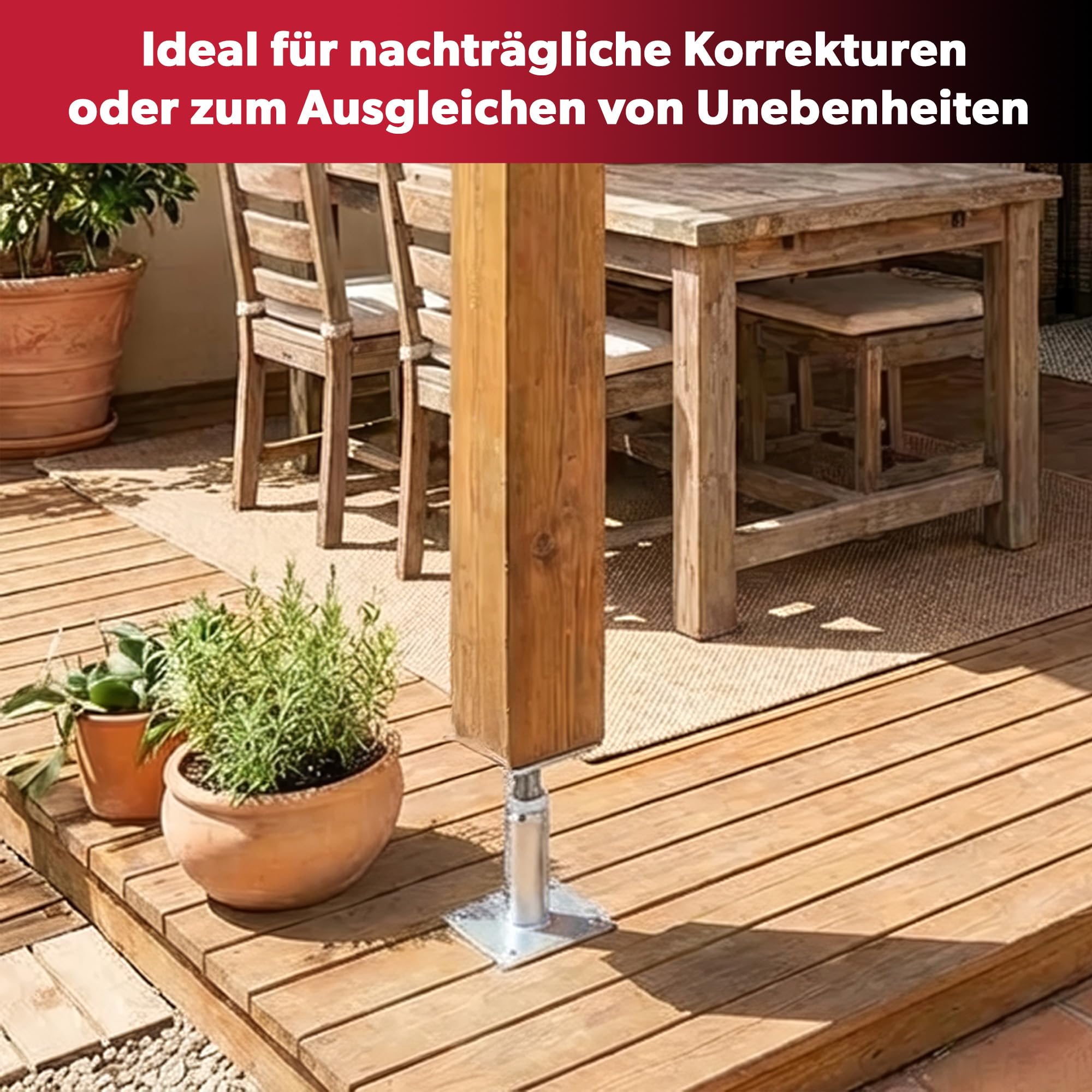 1x siwitec Pfostenträger höhenverstellbar 150-190 mm, aufschraubbar mit M20 Gewinde, feuerverzinkter Stahl, dickschichtpassiviert, Pfostenverbinder, Stützen höhenverstellbar, Pfostenträger verstellbar