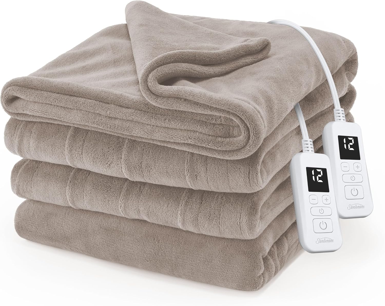 Sunbeam Electric Heated Blanket Royal Luxe Microplush Beige King 90x100