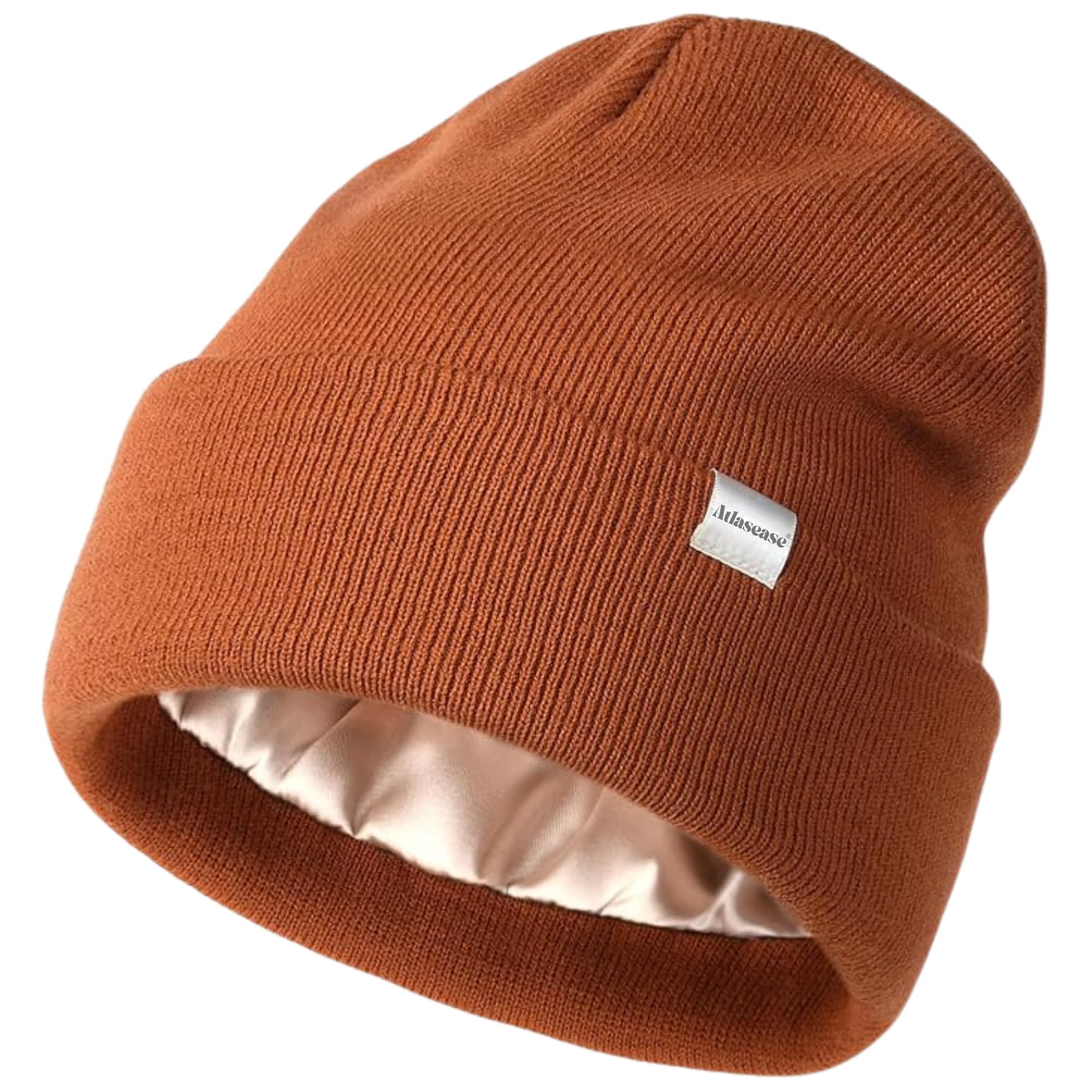 Satin Lined Wool Beanie Hat for Women Men Silk Lining Soft Slouchy Beanie Skull Cap Knit Beanie for Women Warm Winter Hats-image-45