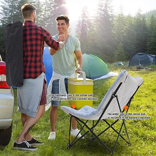 Miniatura 8 de Silla plegable de gran tamaño, silla plegable portátil para camping, playa, picnic, barbacoas, eventos deportivos con bolsa de transporte, sillas de