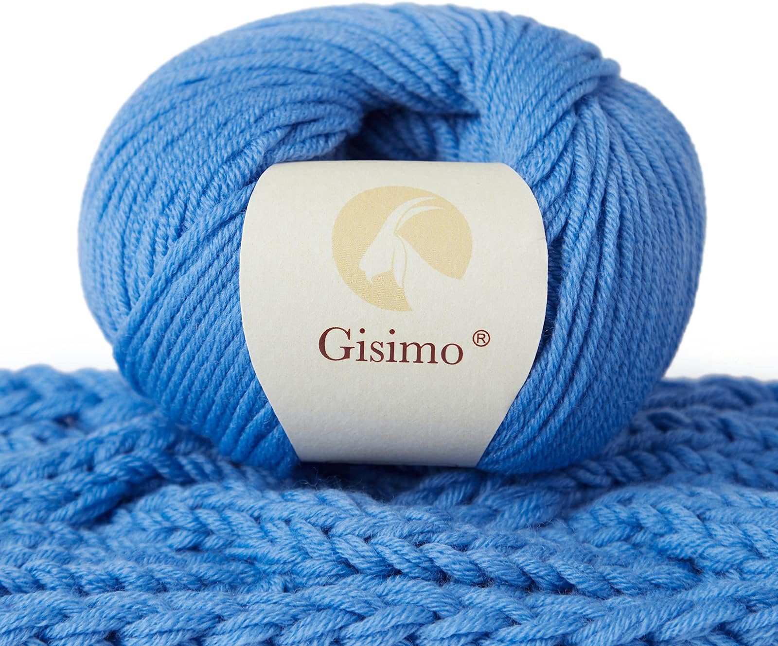 100% Merino Wool Yarn, 6-Ply Luxurious and Soft Yarn for Hand Knitting & Crocheting, 1.76 OZ/50g, 127 yds/116 Meters (Blue, 1 Ball)