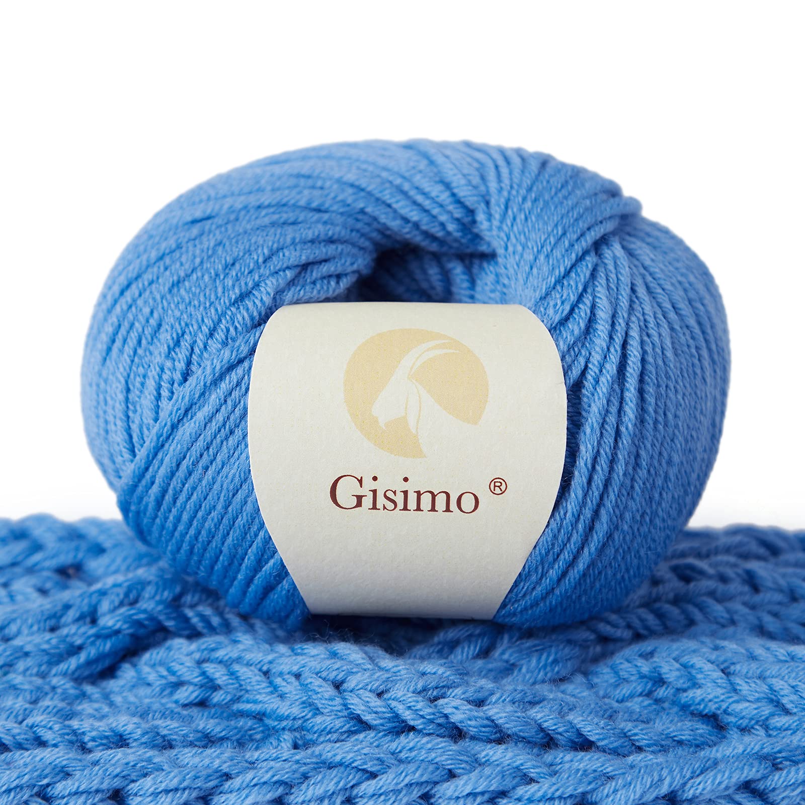 100% Merino Wool Yarn, 6-Ply Luxurious and Soft Yarn for Hand Knitting & Crocheting, 1.76 OZ/50g, 127 yds/116 Meters (Blue, 1 Ball)