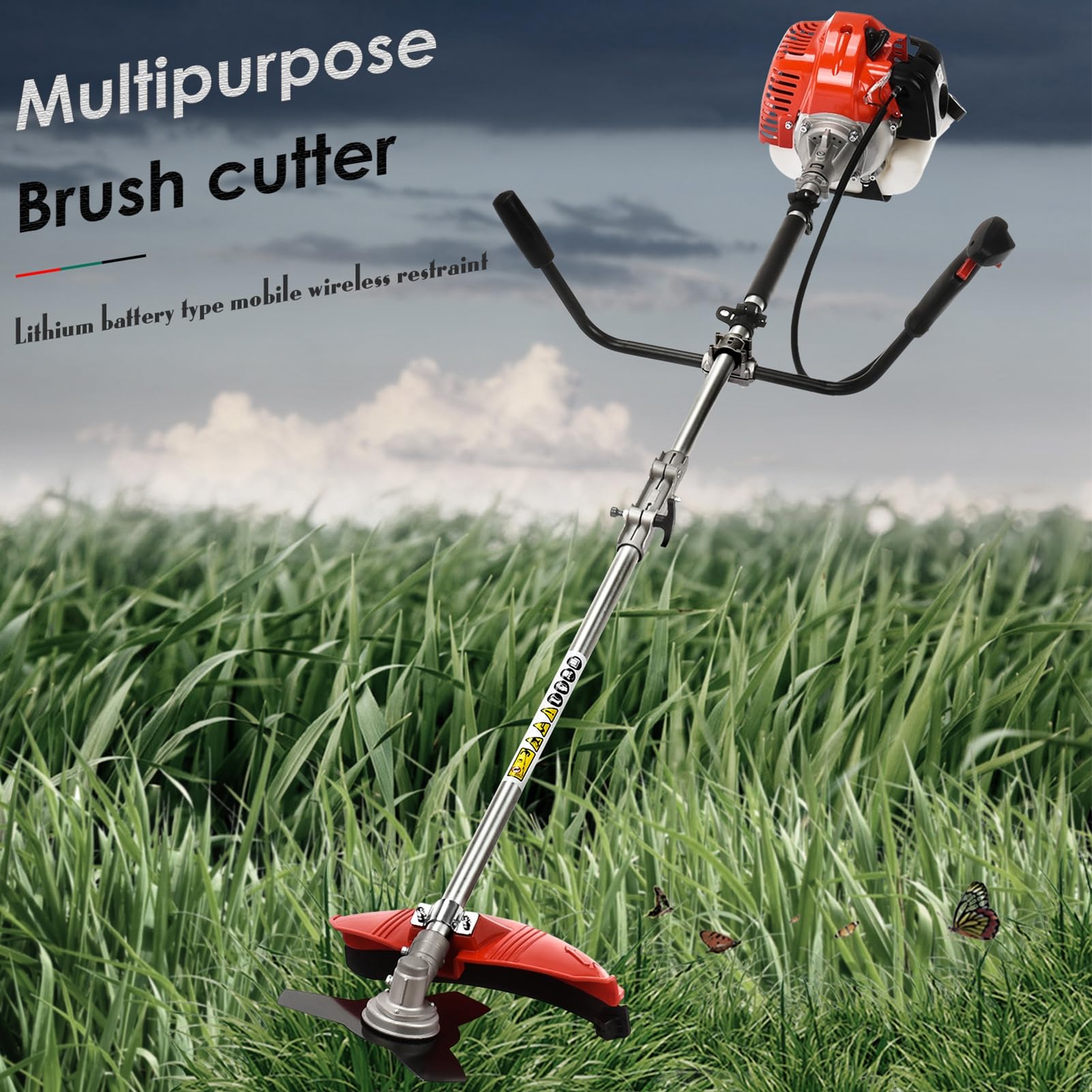 2025 New Gas Weed Wacker - 52 cm³ 2-suwowa wielofunkcyjna kosiarka do żywopłotu, nożyce do żywopłotu, 2 w 1, gazowa przecinarka do pędzli, plecak do trawnika ogrodowego i podwórka, czerwony
