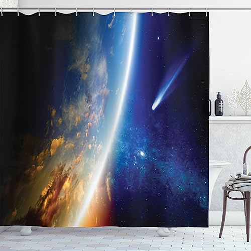 Miniatura 117 de ambesonne Decor Collection tela de poliéster cortina de ducha de baño Gris Verde,Verde coco.,Fucsia Beige,Rosa y blanco,Ámbar Bronceado Gris,Manzana