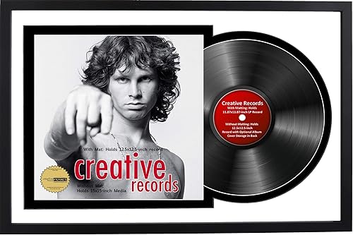 Miniatura 2 de Creative Picture Frames Marco de discos de Jukebox de 16 x 24 pulgadas y doble paspartú blanco y negro, cubierta de álbum con 33 vinilos LP