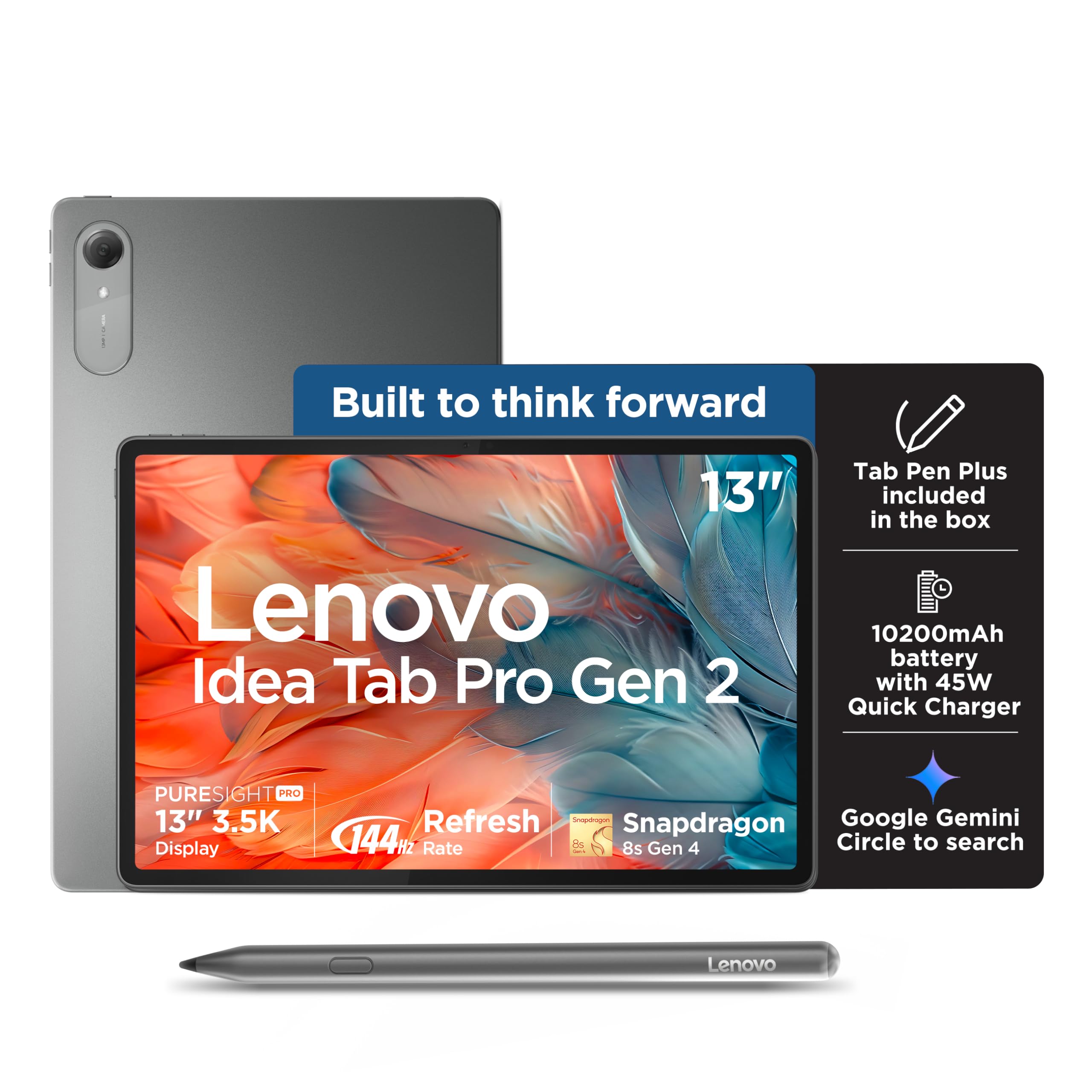 Lenovo Idea Tab Pro Gen 2 with Pen Plus | 13" Display, 3.5K Resolution, 144 Hz Refresh |12GB, 256GB | Snapdragon 8s Gen 4 | 10200mAh | 4 JBL Speakers | USB 3.0 with DP-Out | Wi-Fi 7 | Luna Grey-image-43