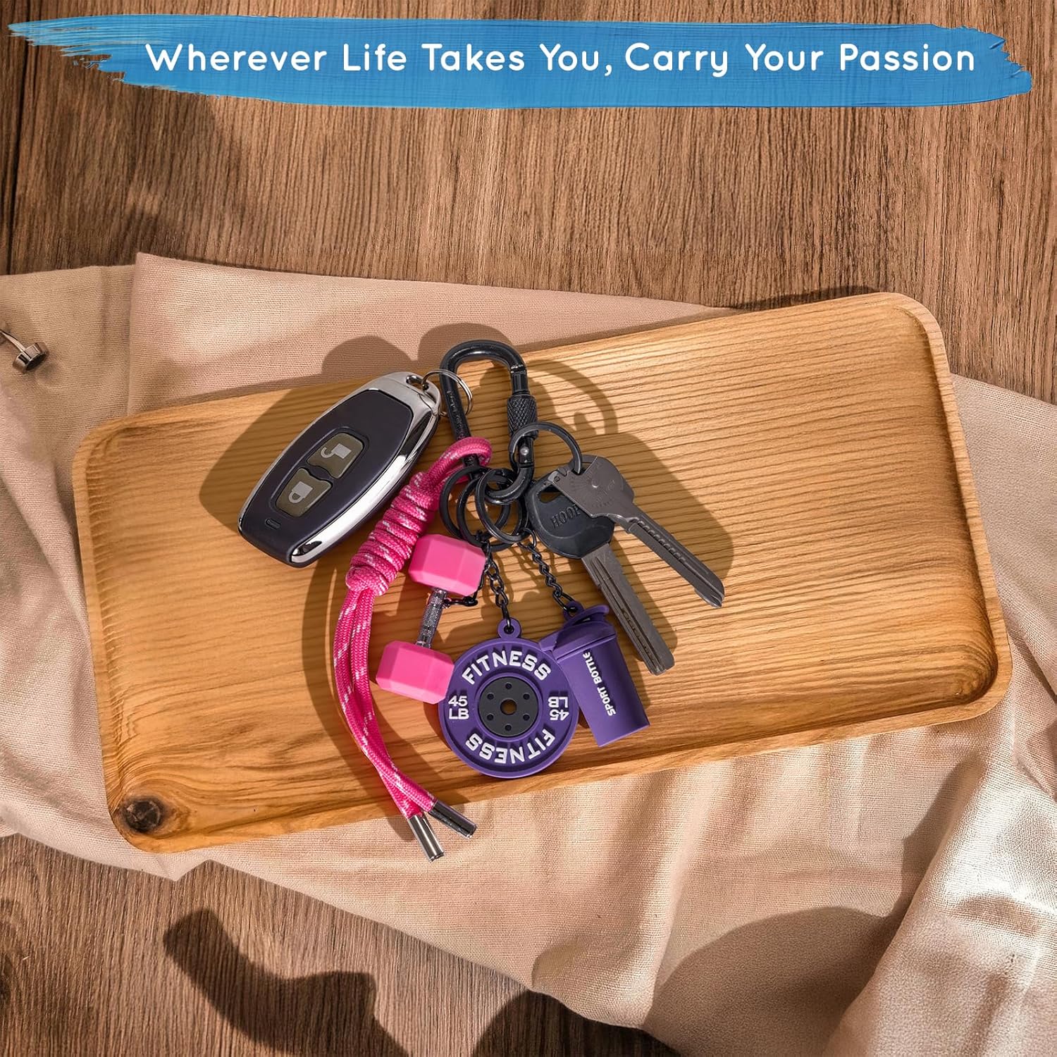 Dumbbell & Weights Keychain, Bag Purse Charms Gift for fitness Women and Men, Cute Mini Car Key Chains for Gym - Image 5