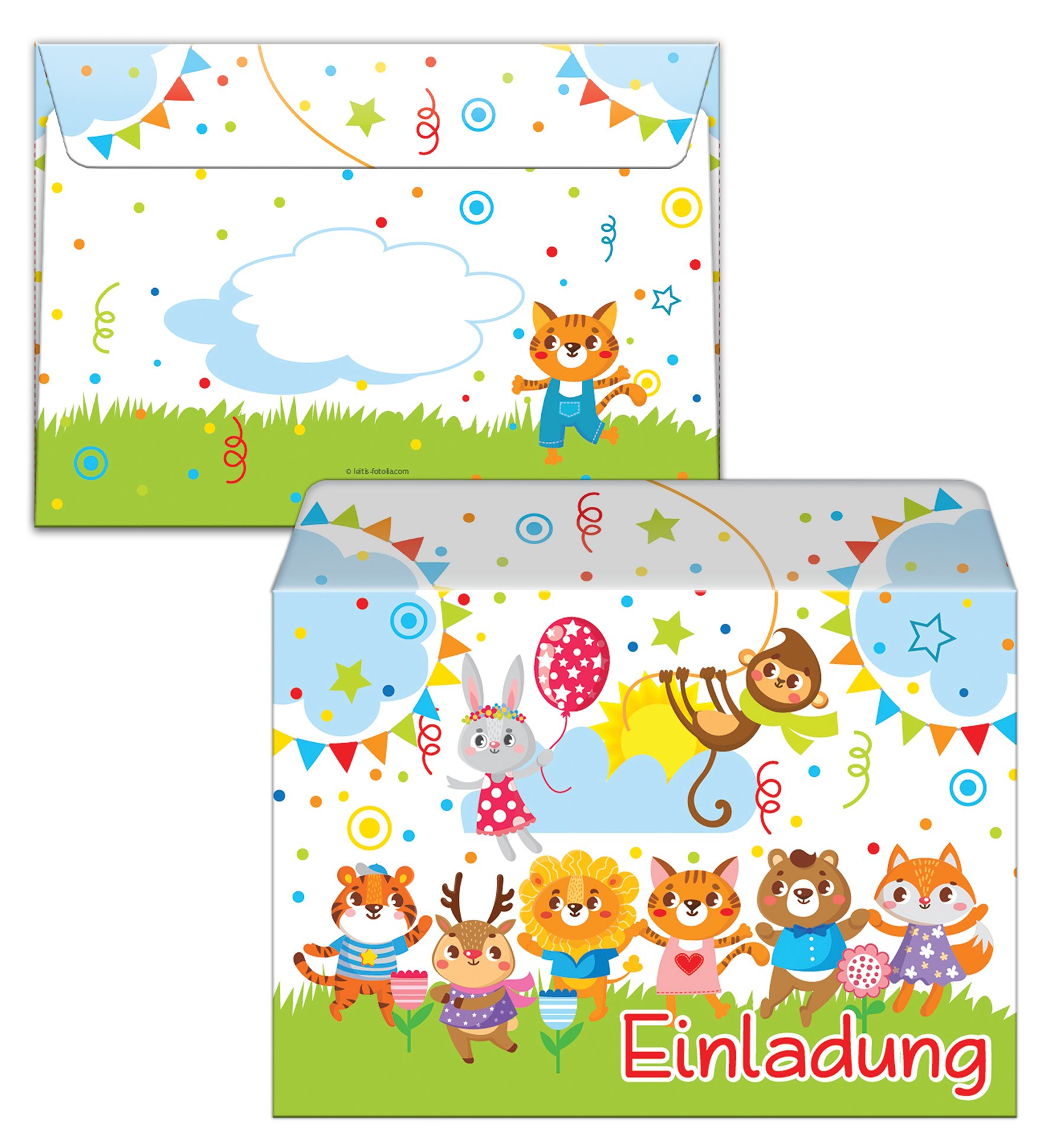 JuNa-Experten 4. Kindergeburtstag Einladungsset – 16-teilig Mit Hasen-Motiv, Inkl. Tüten & Gastgeschenken