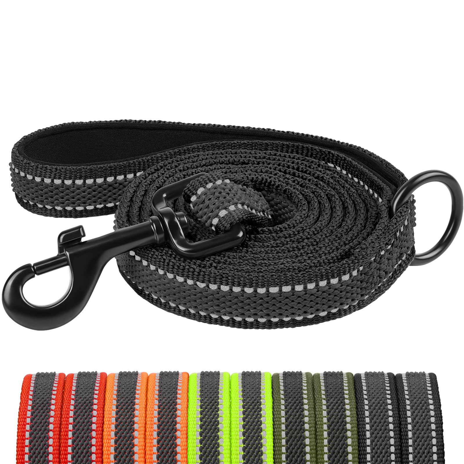 X XBEN Guinzaglio per Cani, 1M 1,2M 1,8M 2M 2,2M 3M Guinzaglio Riflettente Resistente con Manico Imbottito, Guinzaglio Addestramento per per Cuccioli, Piccoli, Medi e Grandi, Con Fili di Gomma Morbida