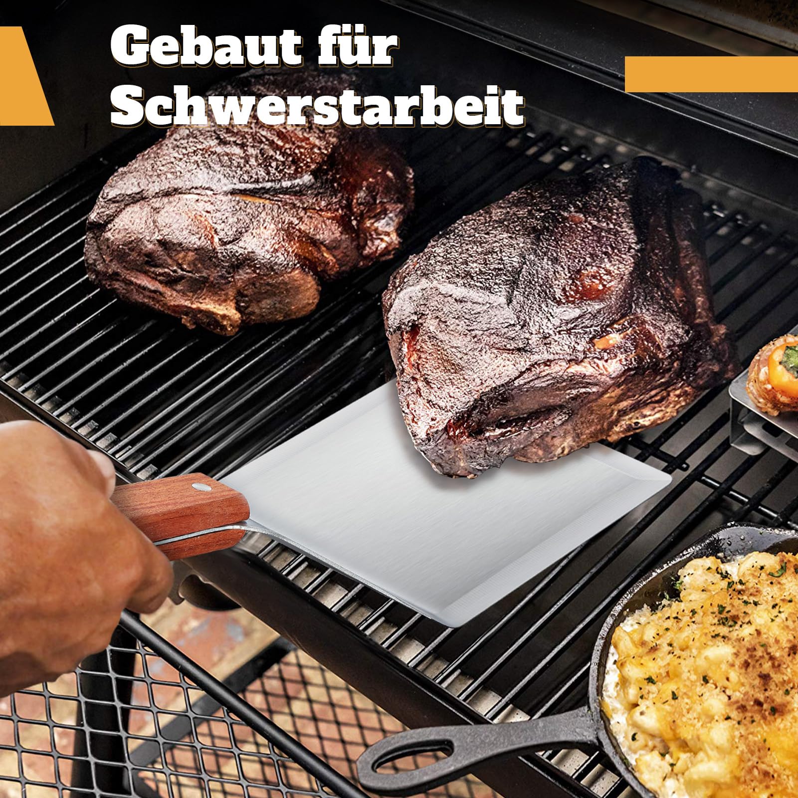 PURPLEBIRD Juego de Espátulas para Parrilla de Acero Inoxidable, Juego de Espátulas para Plancha con Espátula Grande para Parrilla para Aplastar Hamburguesas, Regalos para Parrilla para Hombres
