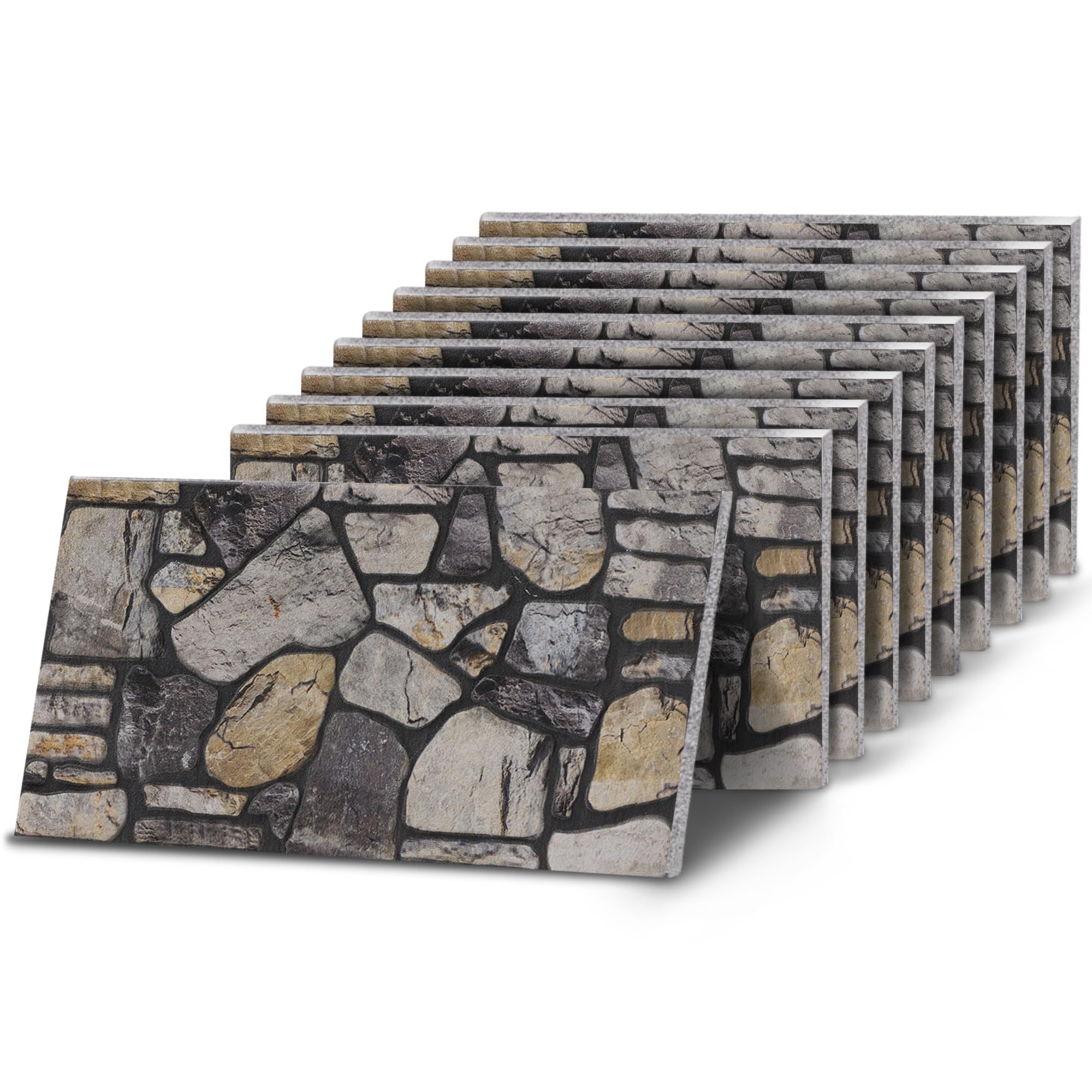 K&B Panels 3D Wall Panels, Stone Effect Styrofoam Wall Panelling Kit, Lightweight, Easy to Install, Dual Insulation to Reduce Acoustic Noise, Indoor & Outdoor (River Grey) (10 Panels)