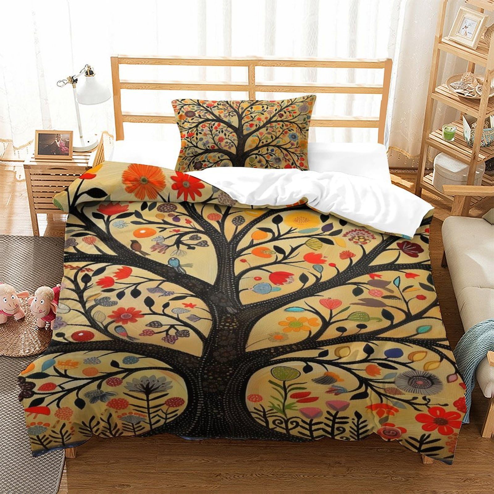 Parure de lit Arbre de Vie 3D pour une chambre zen et une nuit respirante