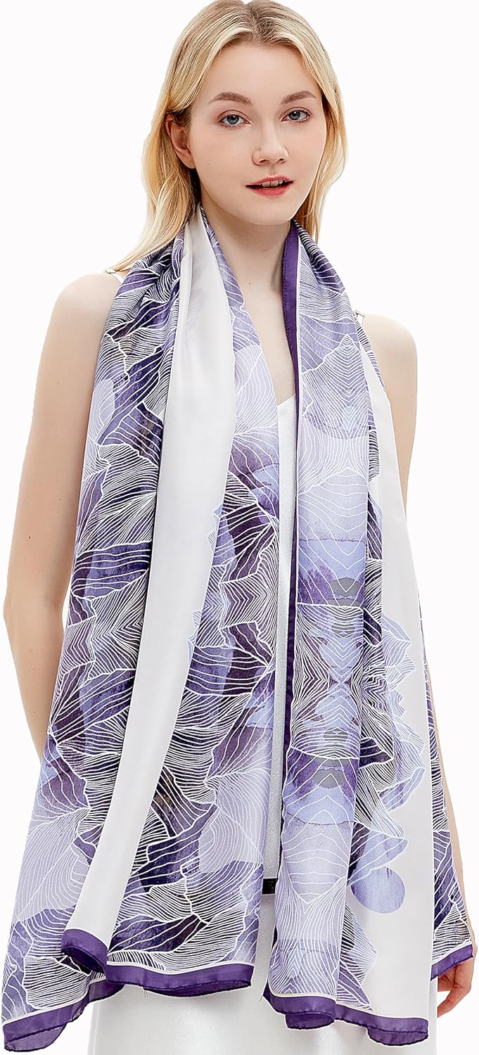 Gragengs Women Silk Scarves Long Satin Lightweight Outdoor Shawl Wraps Printed Head Scarf 70''X35'' - Image 5