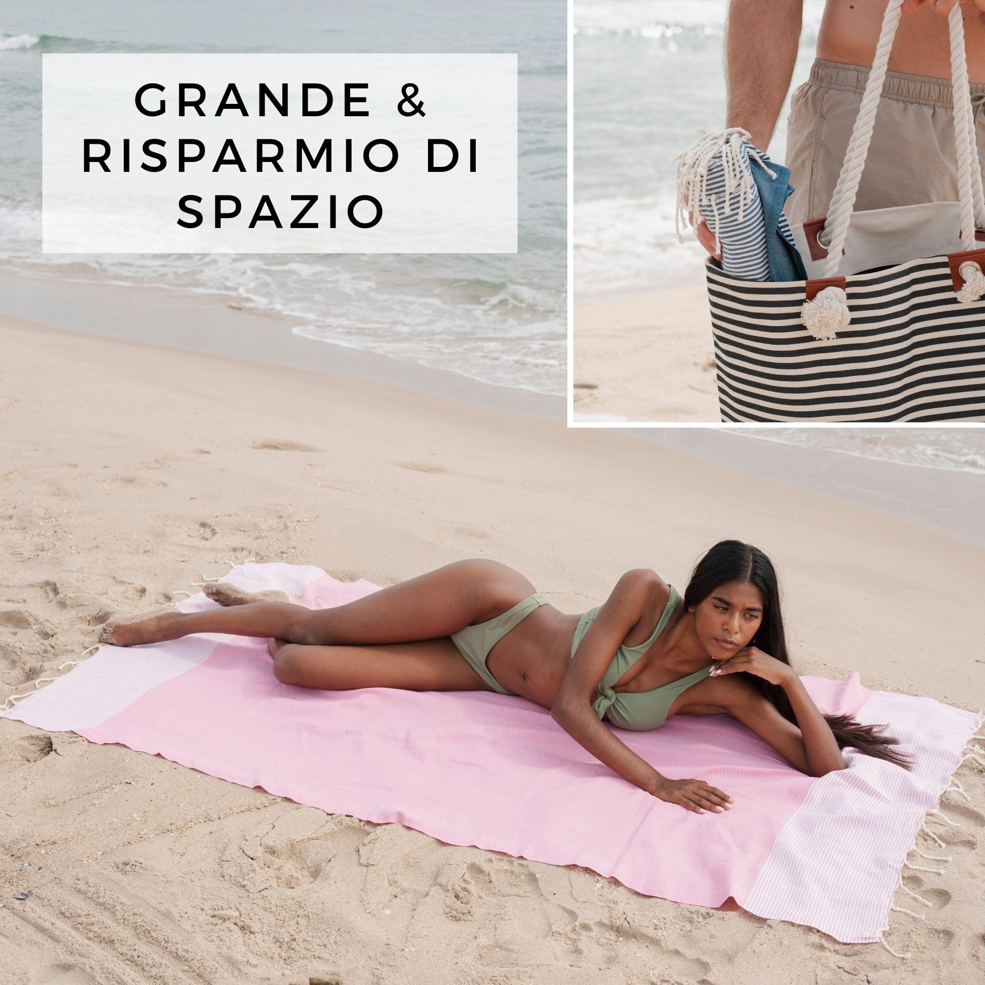 furora HOLIDAY Telo Mare Cotone - Grande 200x100 cm - Ultra Leggero - Asciugatura Rapida | Asciugamano Mare Donna e Uomo: Facile da Pulir - multifunzionale per Spiaggia, Piscina, Viaggio, Outdoor