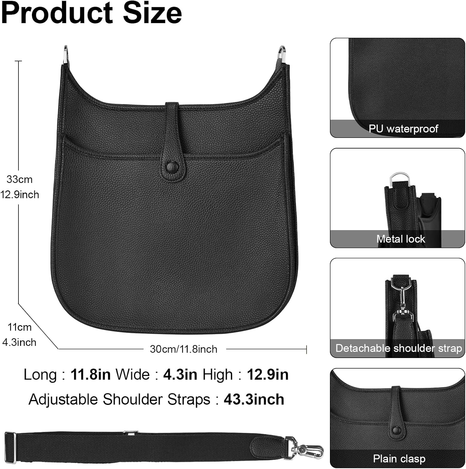 Leather Crossbody Bags for Women Shoulder Purse Large Hobo PU Leather Satchel Purses and Handbags