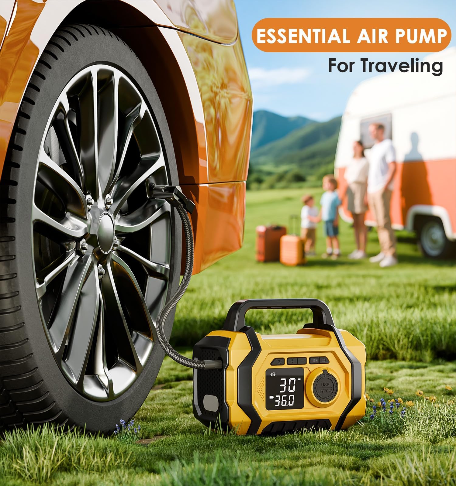 Tire Inflator Portable Air Compressor 6X Fast 150PSI Air Pump for Car Tires Cordless Car Motorcycle Balls Bike — view 7