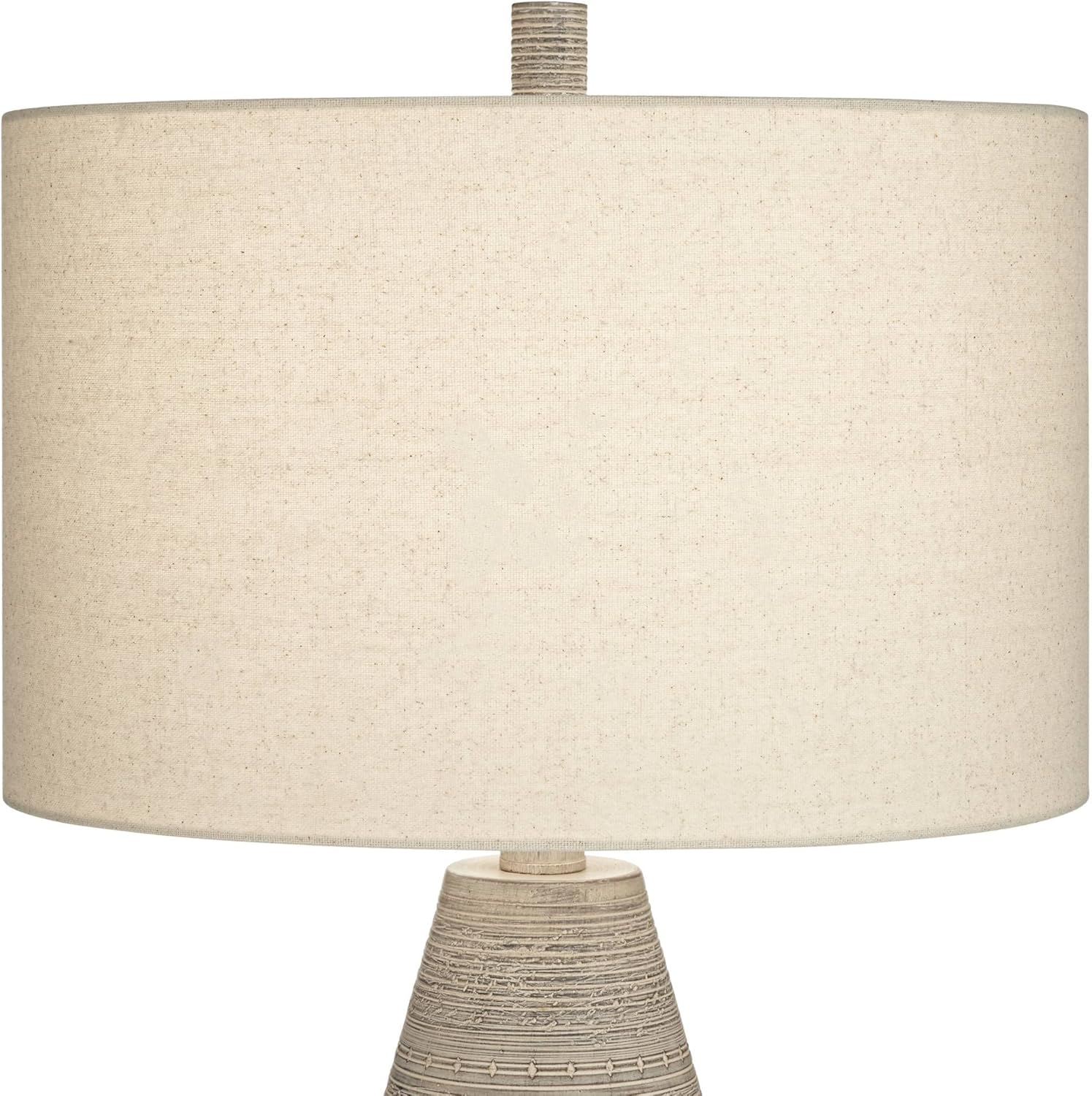 360 Lighting Julio Modern Table Lamp 30" Tall Natural Gray Textured Ceramic Off-White Oatmeal Fabric Drum Shade Decor for Living Room Bedroom House Bedside Nightstand Home Office Family