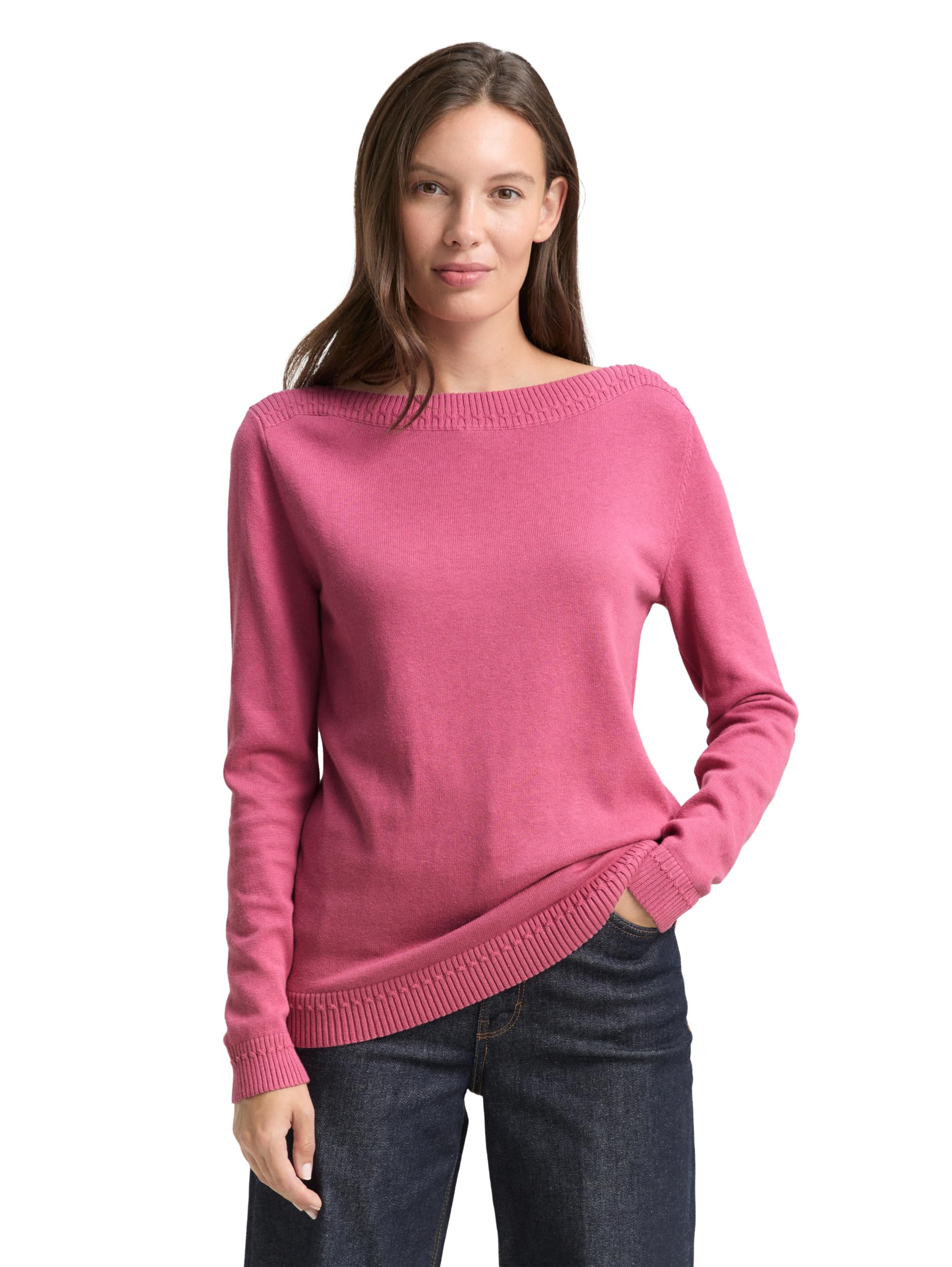 Tom Tailor Damen 1045347 Strickpullover mit U-Boot-Ausschnitt (1er Pack)