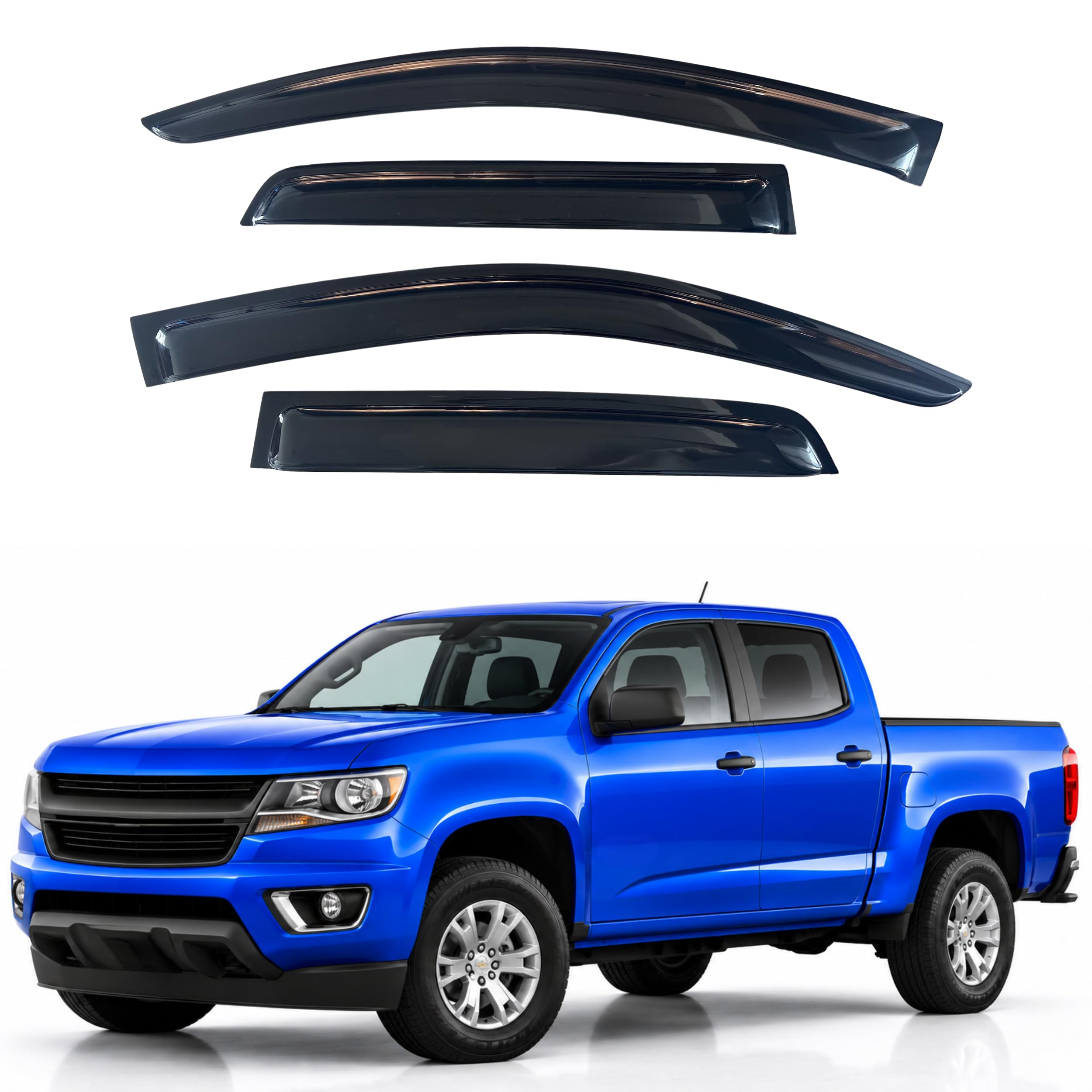 IG Window Visors Fit for 2015-2022 Chevrolet/Chevy Colorado Crew Cab, Out-Channel Rain Guards Vent Wind Deflectors 4PC, Truck Accessories for 2015-2022 GMC Canyon Crew Cab (Full-Size Cabs)