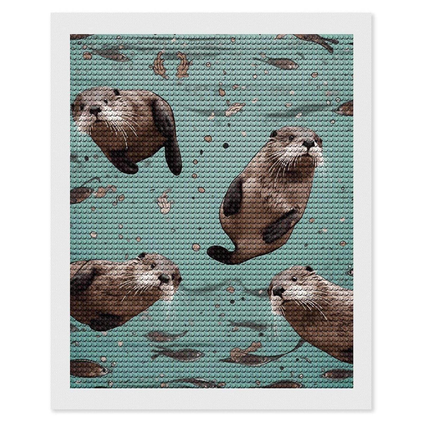 DWVTSLH Otters Diamond Painting Kits for Adults, Personalized Diamond Photo Art Full Drill, DIY 5D Diamond Art Painting Kits for Beginners, Home Wall Decor 16"x20"