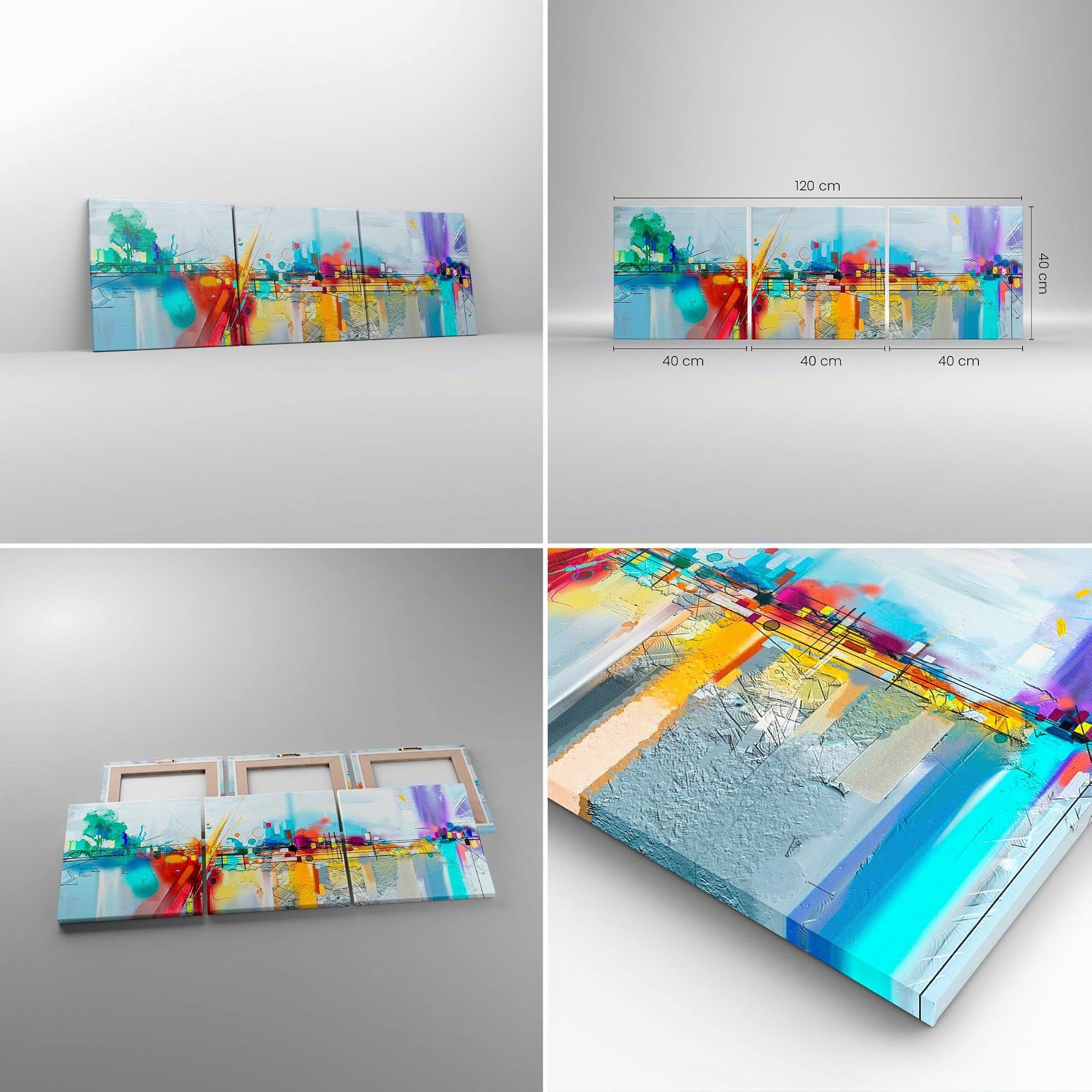 ARTTOR Cuadro Decorativo 120x40cm Moderno Tríptico Abstracto Arte - 4028