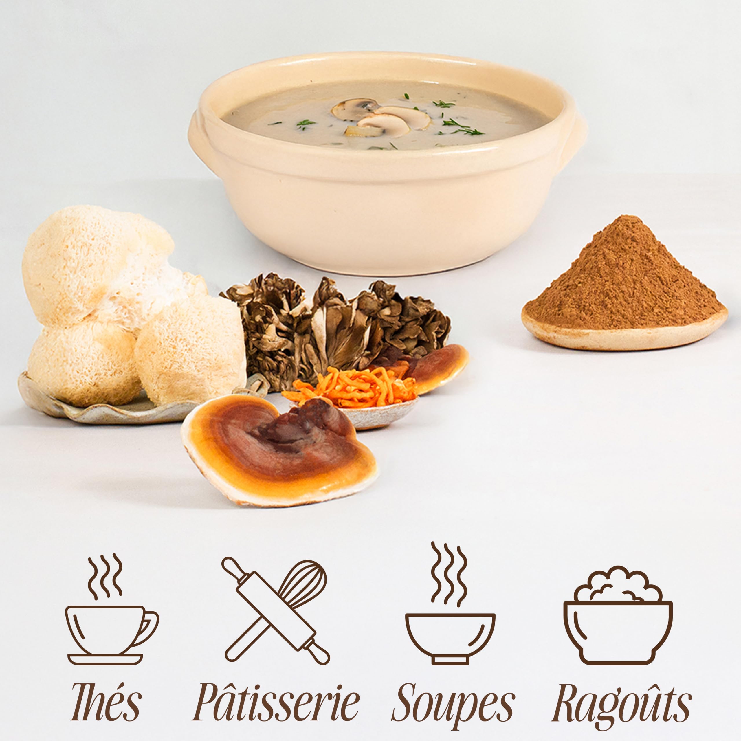 Sevenhills Wholefoods Poudre De 7 Champignons Mélange Bio 500g, Lions Mane (Crinière de Lion Hericium), Reishi, Chaga, Shiitake, Maitaké, Cordyceps, Tremella