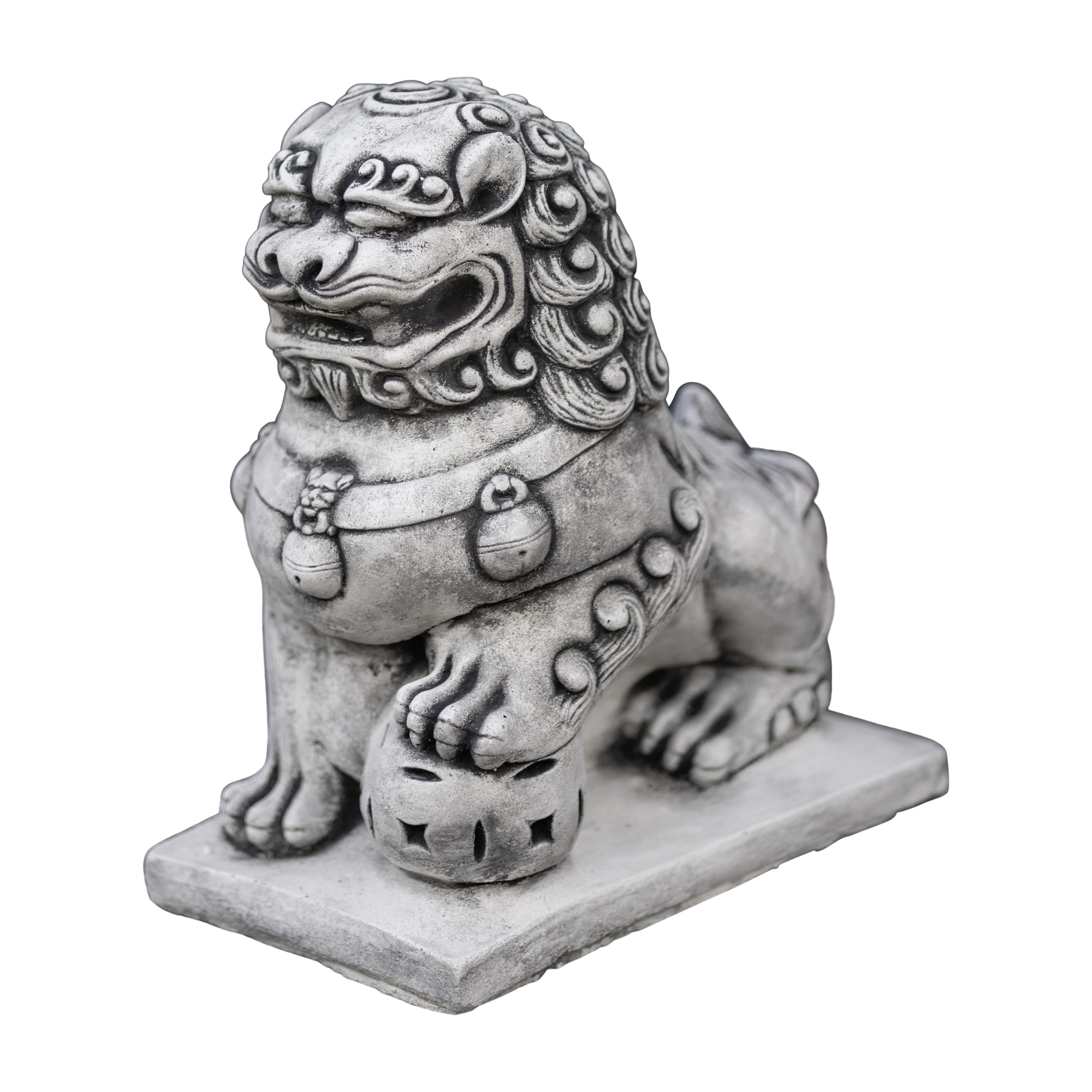 Guardian Lion Male Shishi Fu Dog Stone Figure 38cm 24kg Concrete Frost Proof