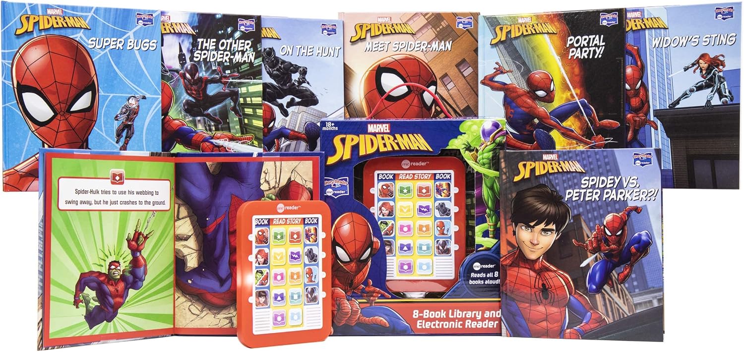 Marvel Spiderman Me Reader Electronic Reader 8 Book Bundle - Avengers Books for Toddlers, Kids Featuring Spiderman, Hulk, and More With Stickers | Learning Toys