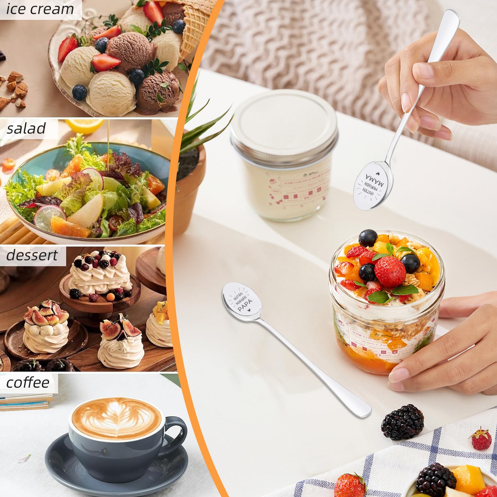 Gravierter Edelstahl-Löffel „LOVE YOU MORE“ – 22,9 Cm – Für Kaffee, Eis, Cocktails – Geschenk Für Valentinstag, Muttertag, Weihnachten