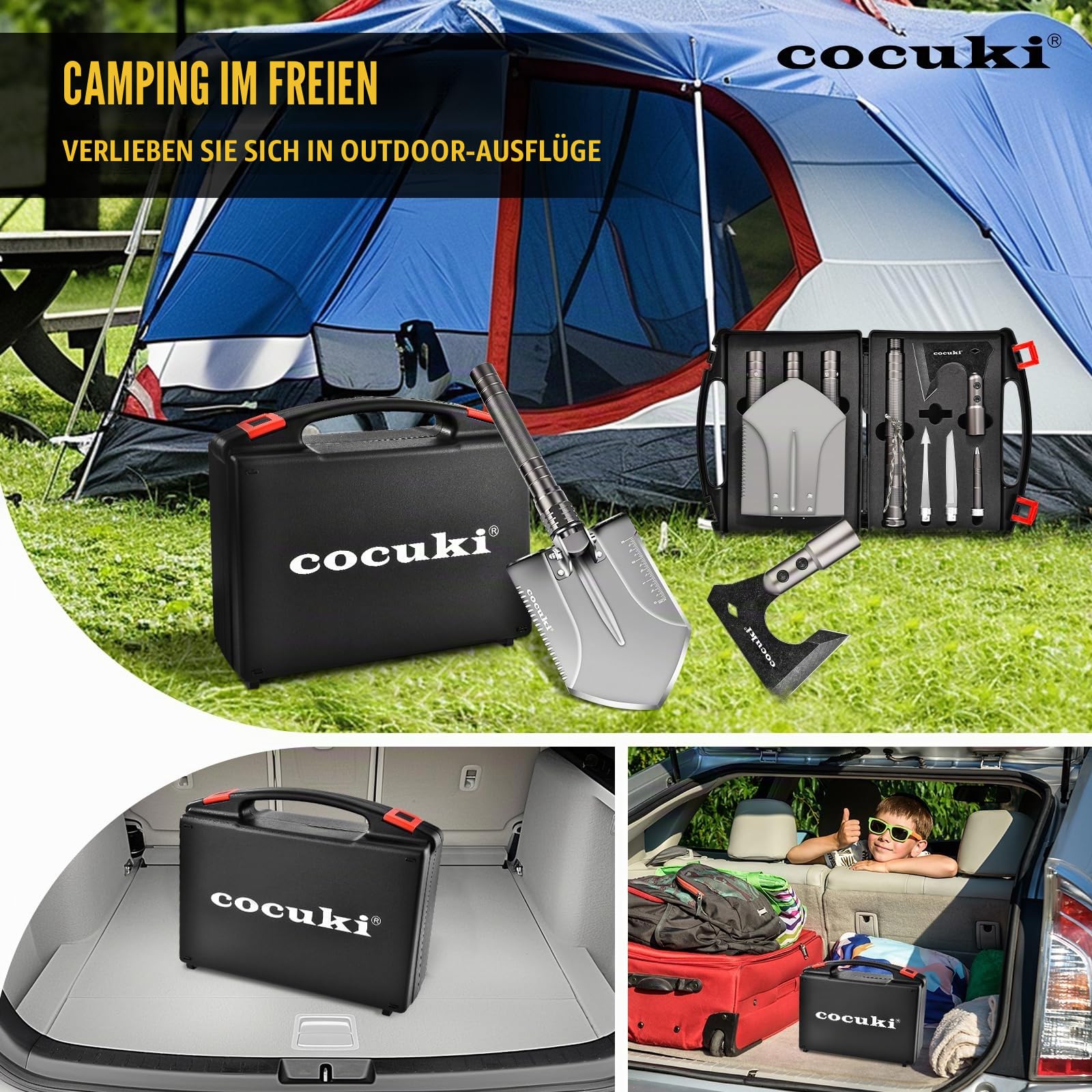 1.0 Multifunktionale Outdoor-Klappschaufel mit Einstellbarer Ausrüstung aus Kohlenstoffstahl, geeignet für Outdoor-Camping-Wandern und Überlebensnotfälle