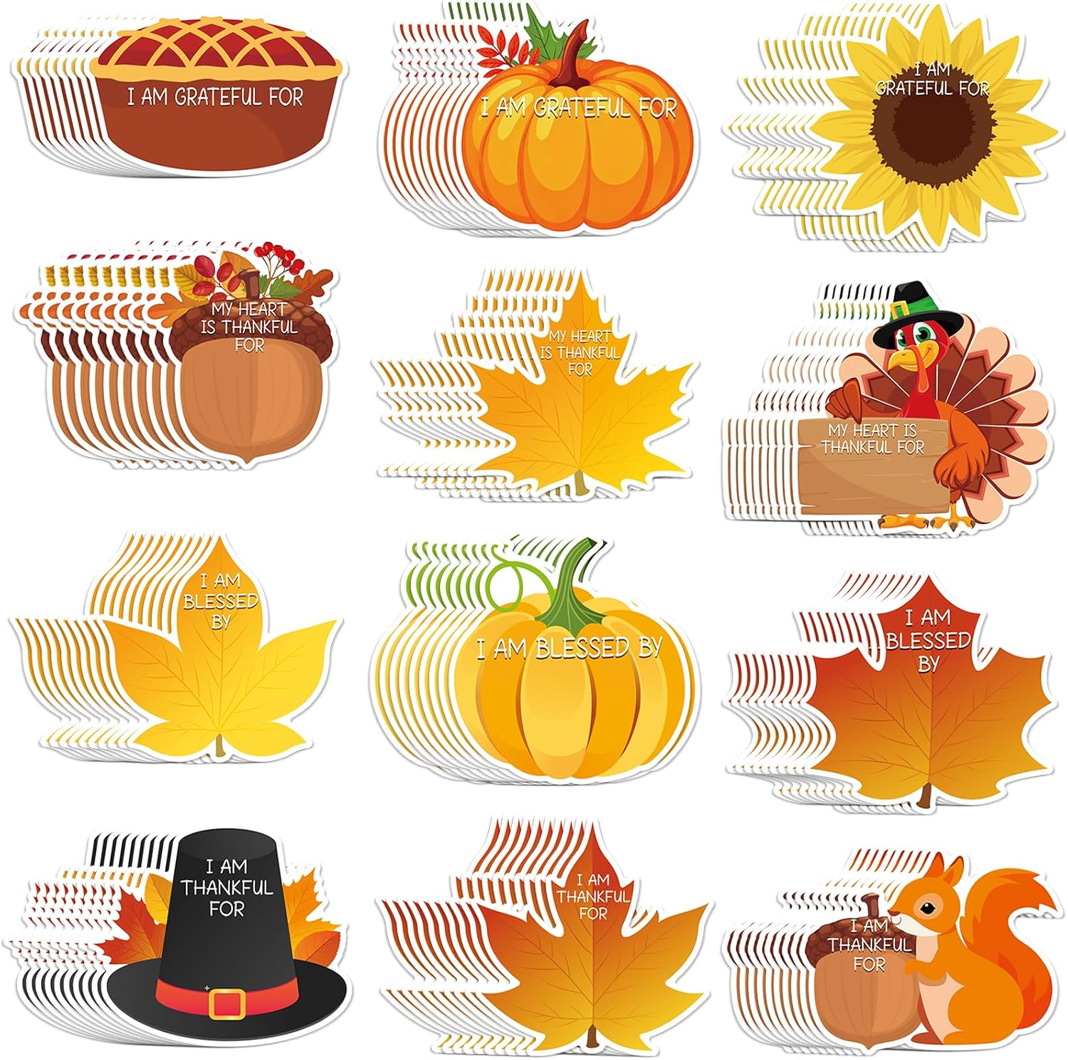 120 Pcs Thanksgiving Table Place Cards I Am Thankful for Leaf Paper Cutouts