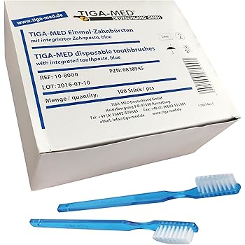 Einmal Zahnbursten Einmalzahnbursten 300 Stuck Einweg Zahnbursten Mit Zahnpasta Auf Den Borsten Original Tiga Med Qualitat Amazon De Drogerie Korperpflege