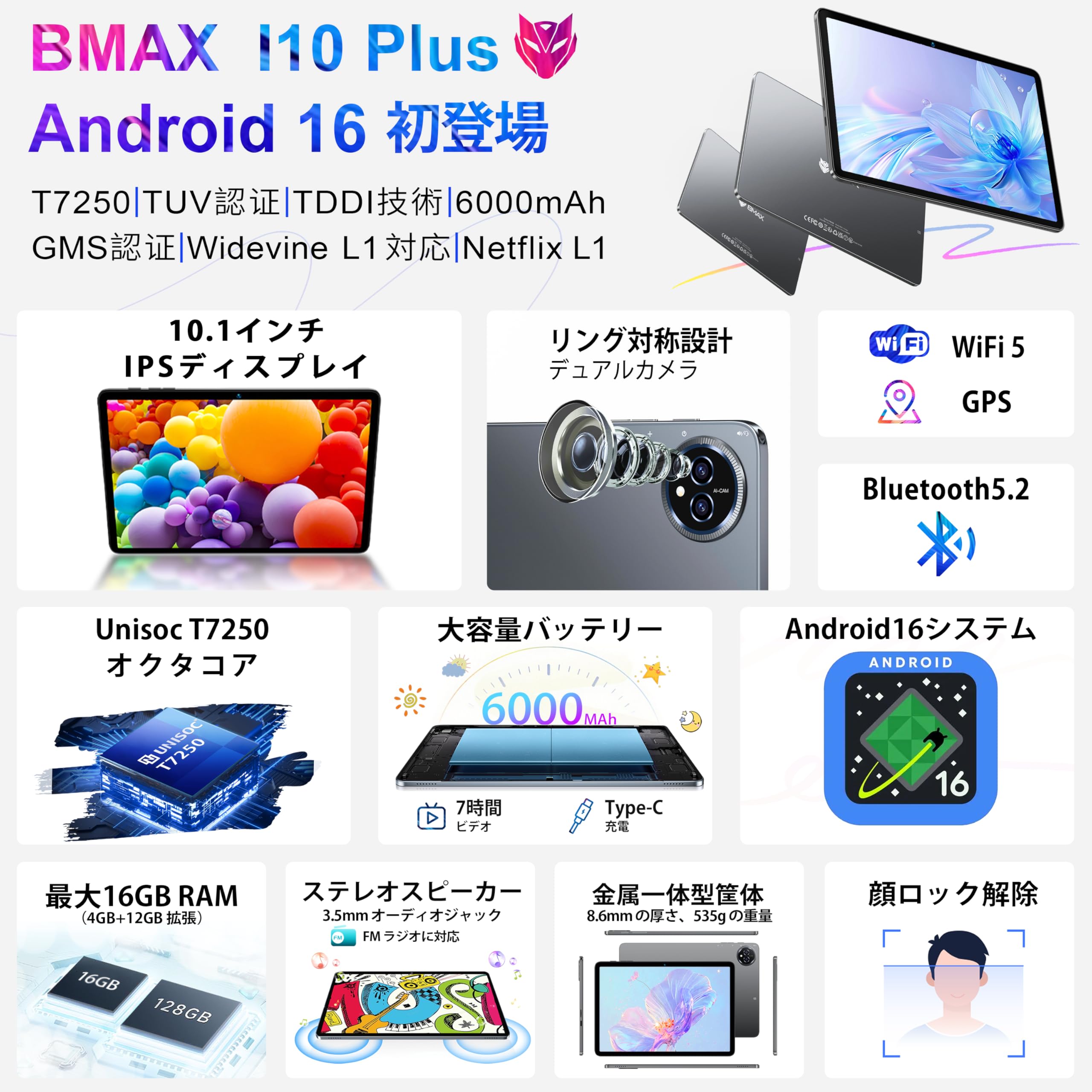 新品 未開封 BMAX I10 Plus Android16 フィルム+ケース付 新品 未開封 BMAX I10 Plus Android16 フィルム+ケース付