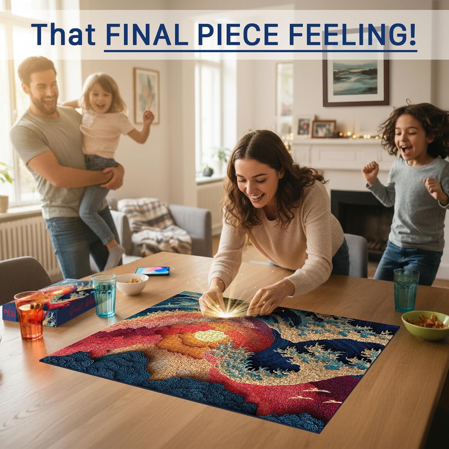 Great Wave (#2) – 1000 Piece Jigsaw Puzzle for Adults | Premium European Blue Board | Satin Low-Glare Finish | Ribbon Cut | Bonus Poster | Display-Worthy Box | Printed in USA | Final Piece Puzzles