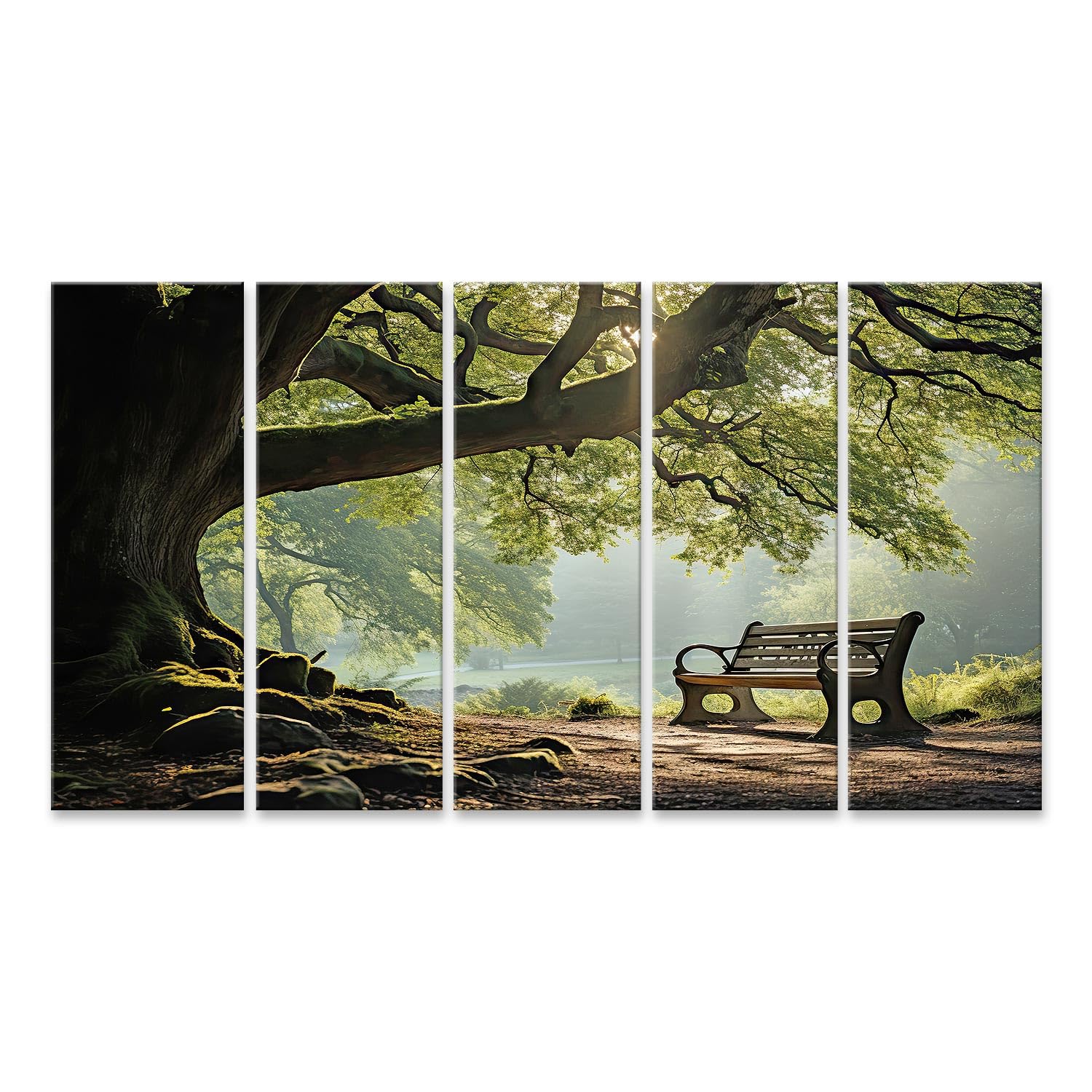 Photos murales grand arbre pour illuminer un salon sombre avec un tableau toile