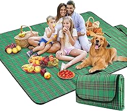 BAXIWUY Picnic Blanket with Waterproof Back 150 x 200 cm Portable Beach Blanket Foldable Picnic Mat Beach Mat for Camping, Hiking, Mountain, Travel (Green)