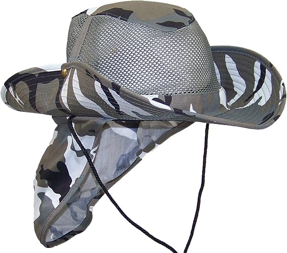 Tropic Hats Summer Wide Brim Mesh Safari/Outback W/Neck Flap & Snap Up Sides
